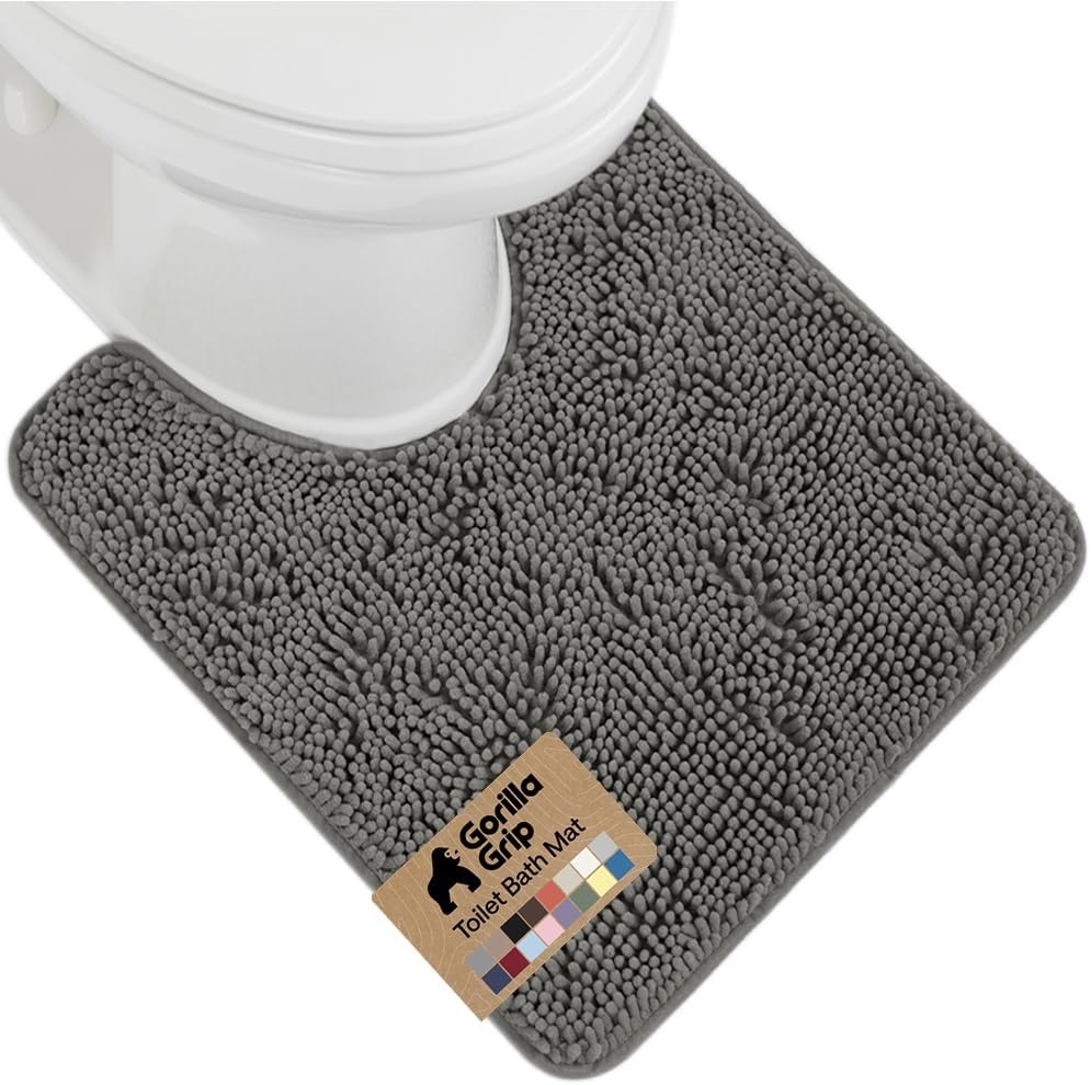 image:imageGORILLA GRIP Bath Rug Mat Thick Soft Absorbent Chenille Quick Dry Microfiber Mats Rubber Backing Machine Washable Shower Floor Rugs Bathroom Bathmat Home Decor Accessories 24x17 GreyCharcoal