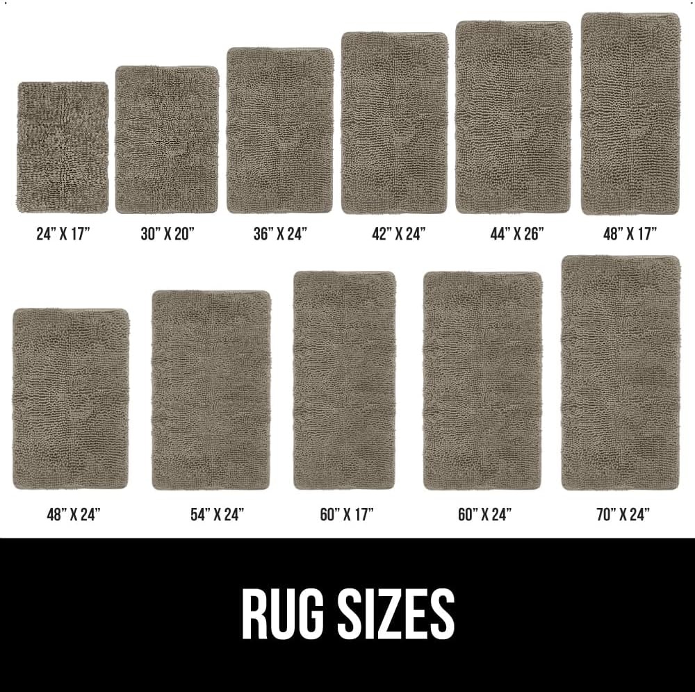 image:imageGORILLA GRIP Bath Rug Mat Thick Soft Absorbent Chenille Quick Dry Microfiber Mats Rubber Backing Machine Washable Shower Floor Rugs Bathroom Bathmat Home Decor Accessories 24x17 GreyLatte