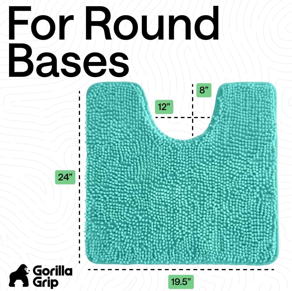 image:imageGORILLA GRIP Bath Rug Mat Thick Soft Absorbent Chenille Quick Dry Microfiber Mats Rubber Backing Machine Washable Shower Floor Rugs Bathroom Bathmat Home Decor Accessories 24x17 GreyTurquoise