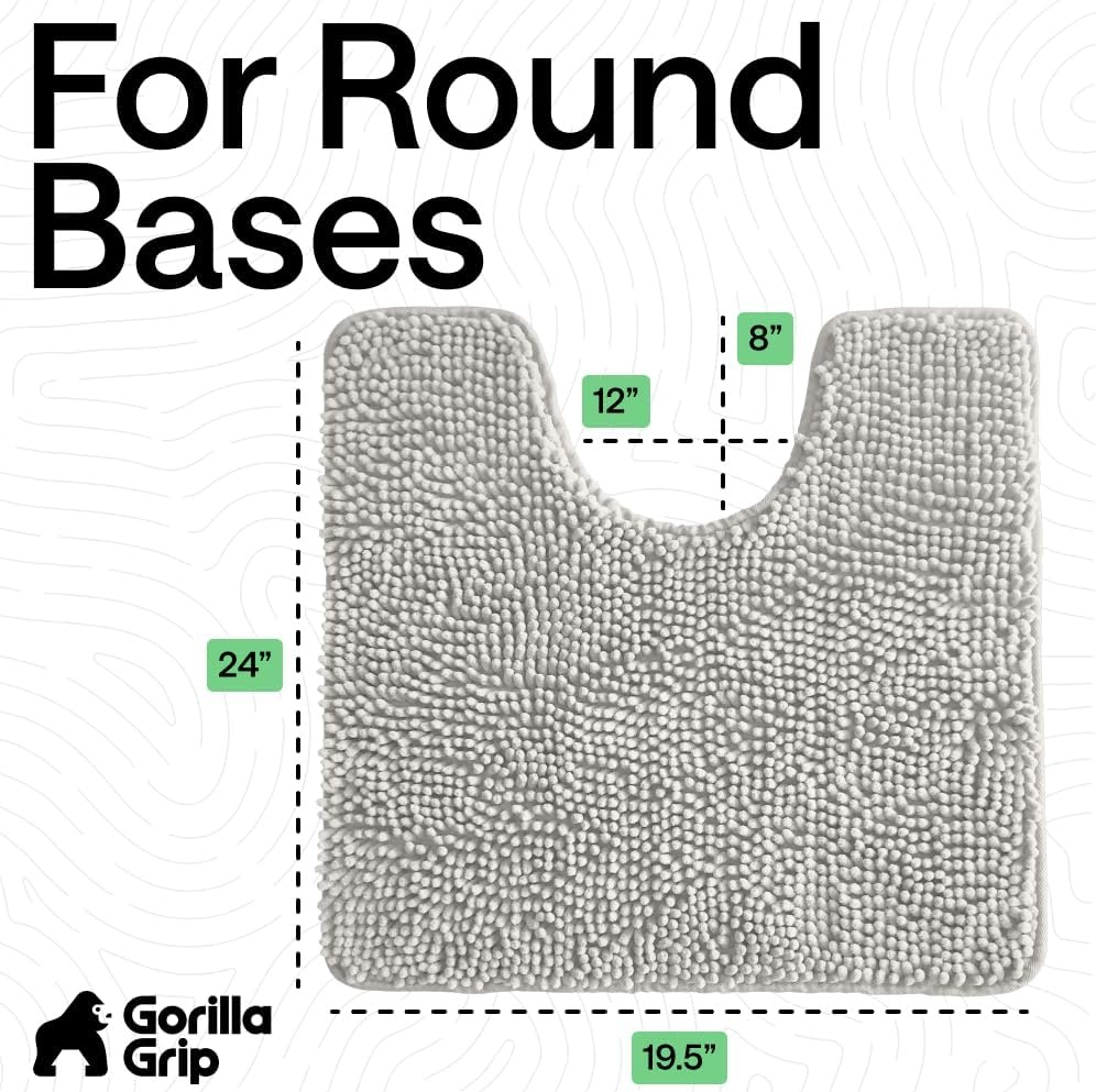 image:imageGORILLA GRIP Bath Rug Mat Thick Soft Absorbent Chenille Quick Dry Microfiber Mats Rubber Backing Machine Washable Shower Floor Rugs Bathroom Bathmat Home Decor Accessories 24x17 GreyLight Gray