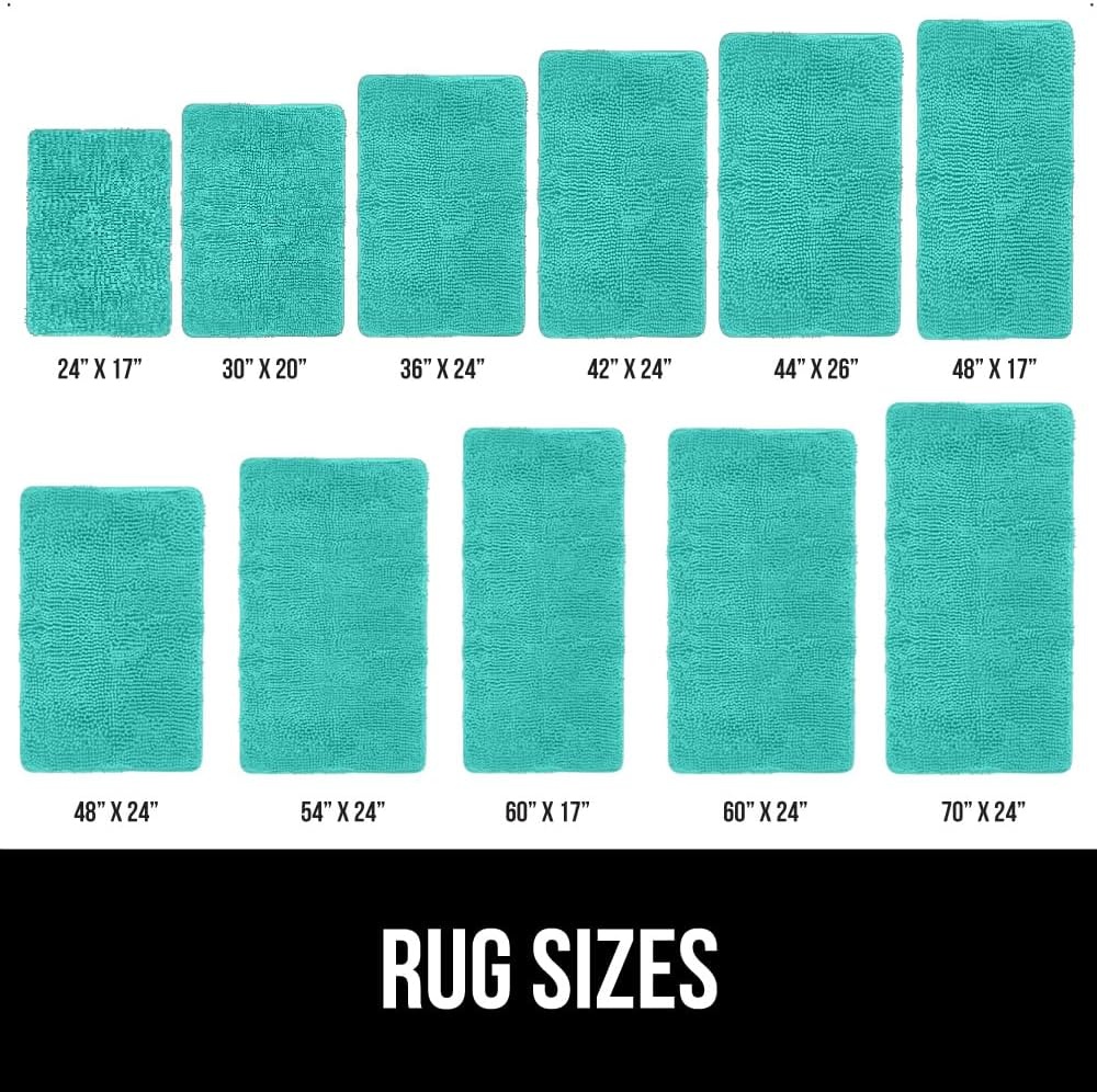 image:imageGORILLA GRIP Bath Rug Mat Thick Soft Absorbent Chenille Quick Dry Microfiber Mats Rubber Backing Machine Washable Shower Floor Rugs Bathroom Bathmat Home Decor Accessories 24x17 GreyTurquoise