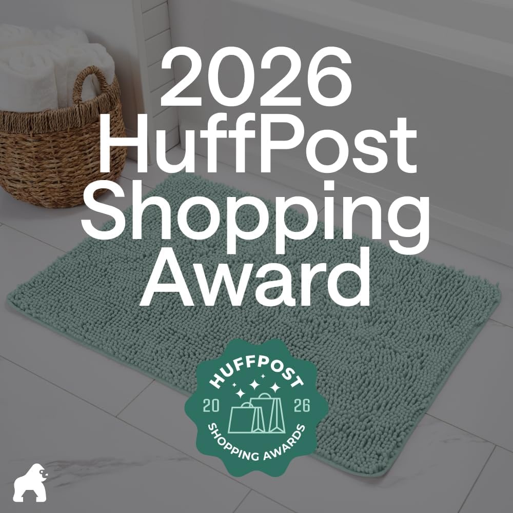 image:imageGORILLA GRIP Bath Rug Mat Thick Soft Absorbent Chenille Quick Dry Microfiber Mats Rubber Backing Machine Washable Shower Floor Rugs Bathroom Bathmat Home Decor Accessories 24x17 GreySeablue
