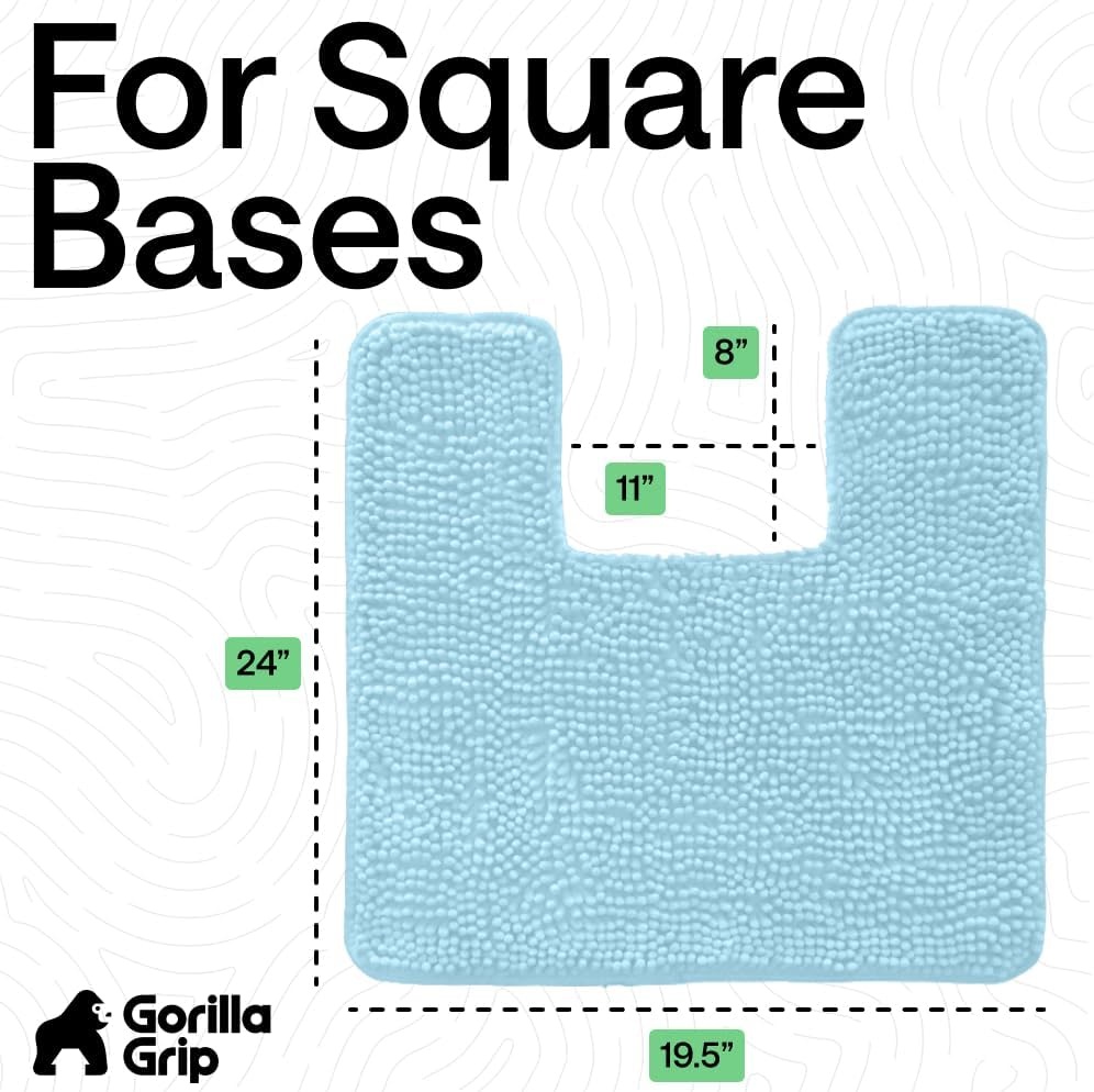 image:imageGORILLA GRIP Bath Rug Mat Thick Soft Absorbent Chenille Quick Dry Microfiber Mats Rubber Backing Machine Washable Shower Floor Rugs Bathroom Bathmat Home Decor Accessories 24x17 GreySky