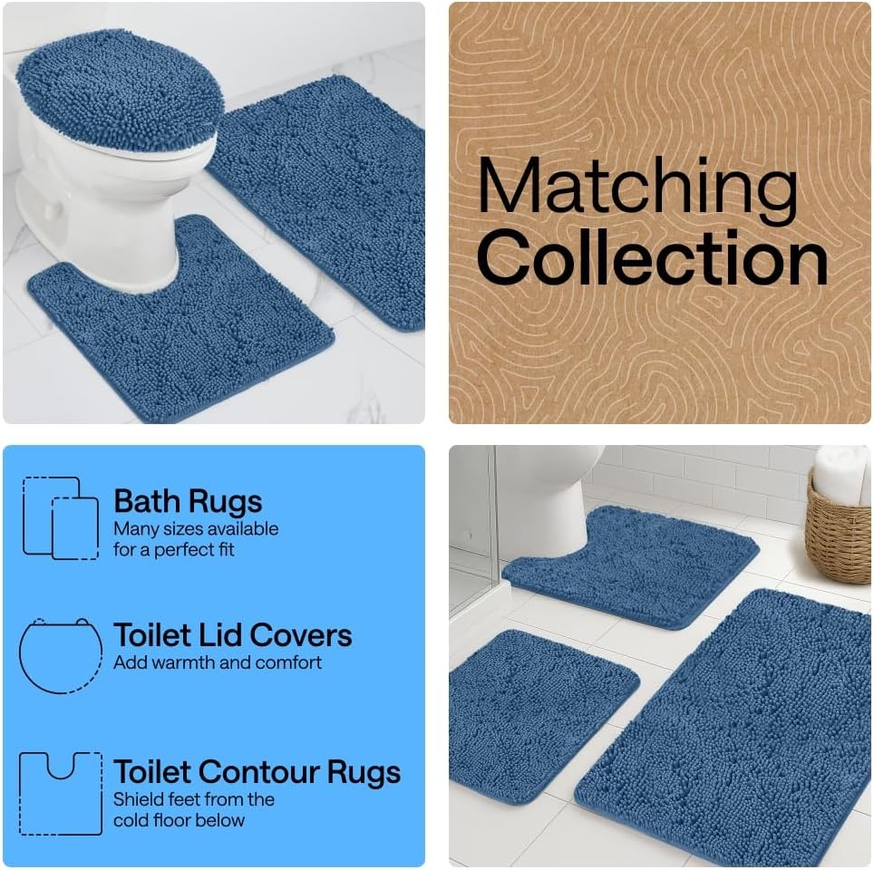 image:imageGORILLA GRIP Bathroom Rug Sets Soft Chenille 2 Piece Area Rugs Set Toilet Base Mat and 30x20 Carpet Absorbent Microfiber Washable Mats Dry Quickly Home Dcor and Bath Room Accessories GreyBlue