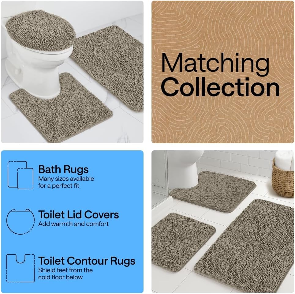 image:imageGORILLA GRIP Bathroom Rug Sets Soft Chenille 2 Piece Area Rugs Set Toilet Base Mat and 30x20 Carpet Absorbent Microfiber Washable Mats Dry Quickly Home Dcor and Bath Room Accessories GreyLatte