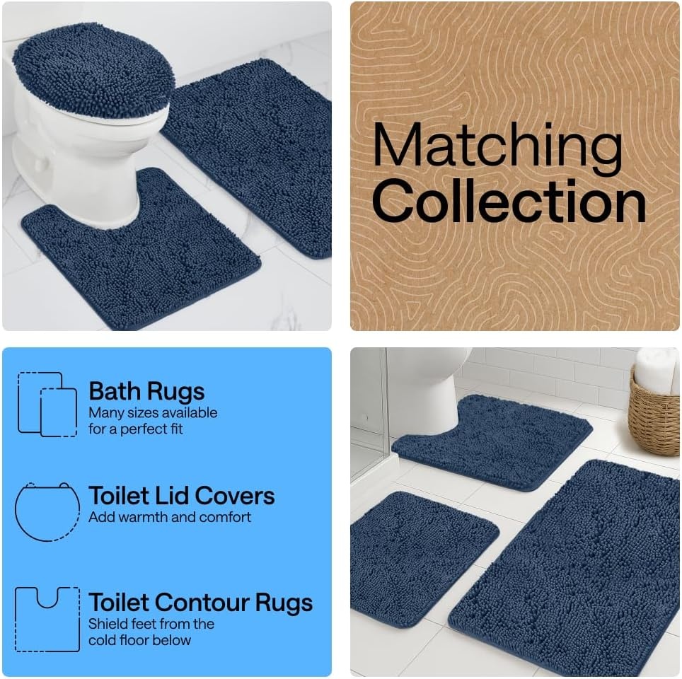 image:imageGORILLA GRIP Bathroom Rug Sets Soft Chenille 2 Piece Area Rugs Set Toilet Base Mat and 30x20 Carpet Absorbent Microfiber Washable Mats Dry Quickly Home Dcor and Bath Room Accessories GreyNavy