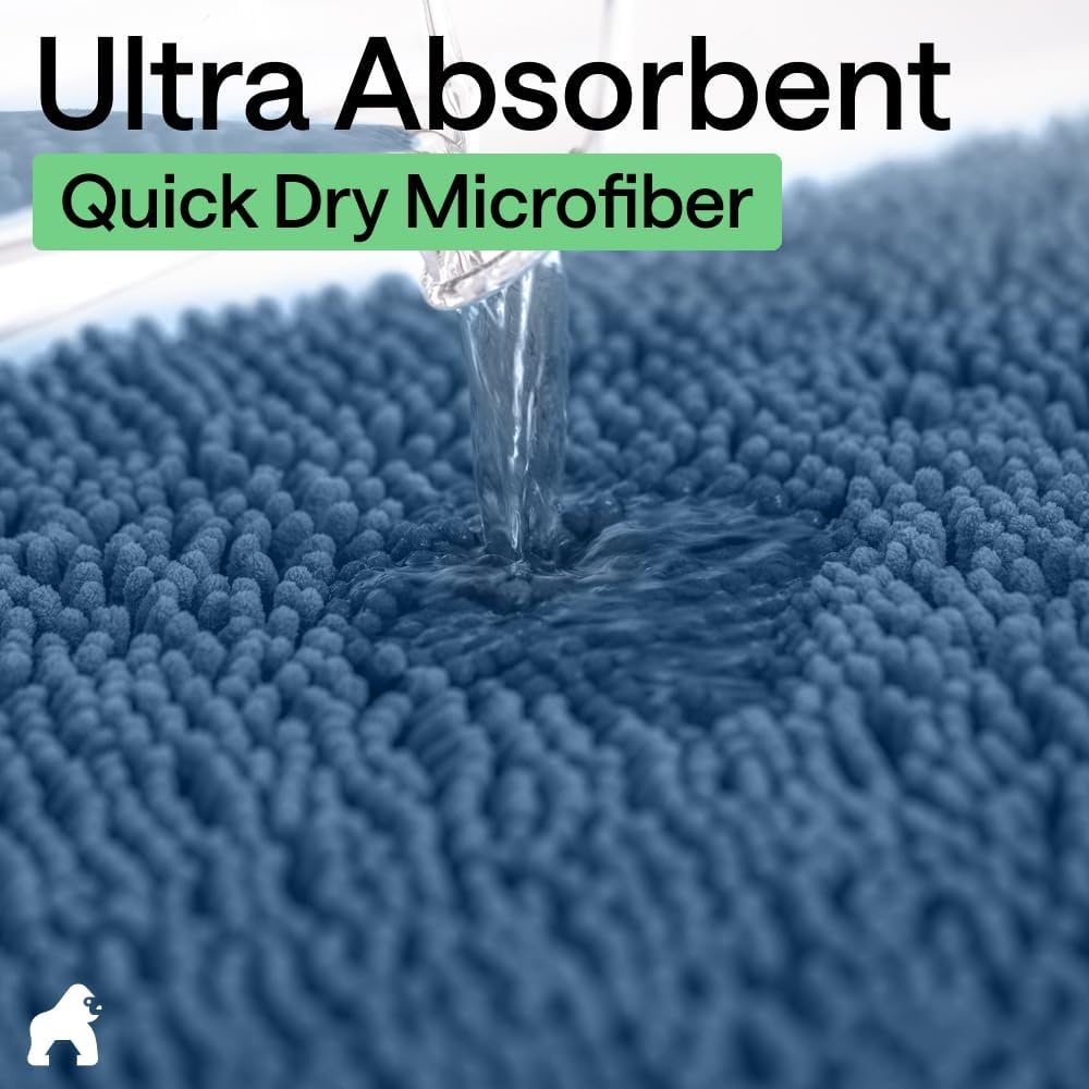 image:imageGORILLA GRIP Bathroom Rug Sets Soft Chenille 2 Piece Area Rugs Set Toilet Base Mat and 30x20 Carpet Absorbent Microfiber Washable Mats Dry Quickly Home Dcor and Bath Room Accessories GreyNavy