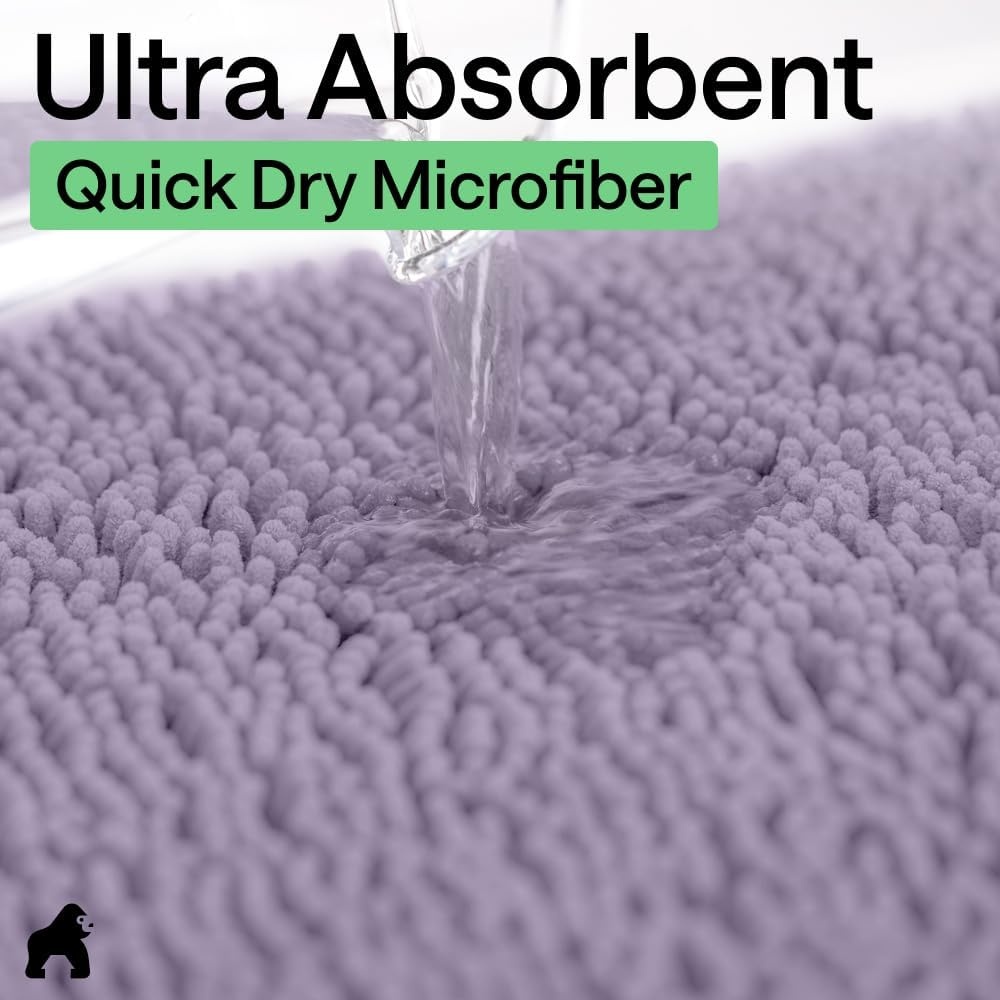 image:imageGORILLA GRIP Bathroom Rug Sets Soft Chenille 2 Piece Area Rugs Set Toilet Base Mat and 30x20 Carpet Absorbent Microfiber Washable Mats Dry Quickly Home Dcor and Bath Room Accessories GreyLight Purple