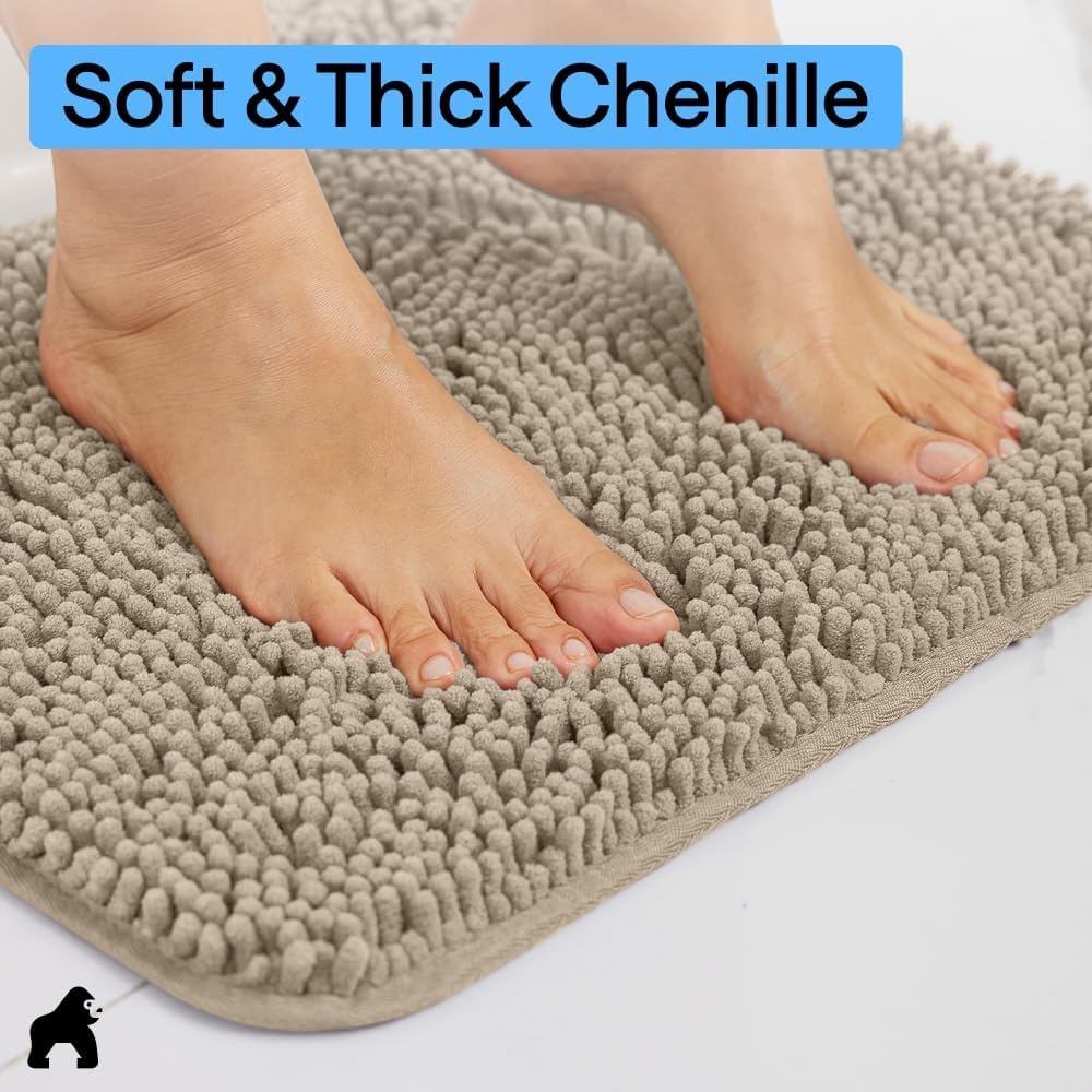image:imageGORILLA GRIP Bathroom Rug Sets Soft Chenille 2 Piece Area Rugs Set Toilet Base Mat and 30x20 Carpet Absorbent Microfiber Washable Mats Dry Quickly Home Dcor and Bath Room Accessories GreyGray Beige