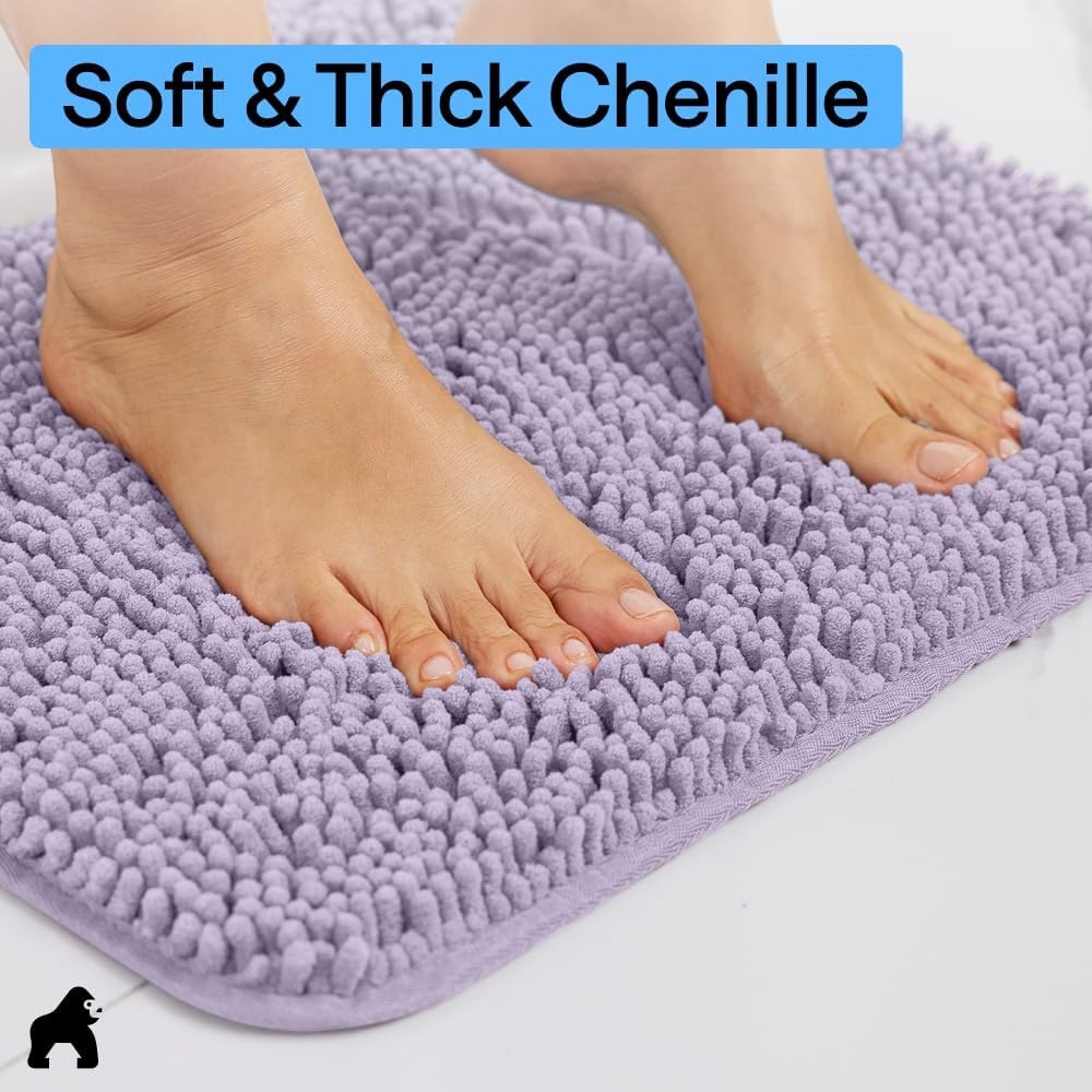 image:imageGORILLA GRIP Bathroom Rug Sets Soft Chenille 2 Piece Area Rugs Set Toilet Base Mat and 30x20 Carpet Absorbent Microfiber Washable Mats Dry Quickly Home Dcor and Bath Room Accessories GreyLight Purple