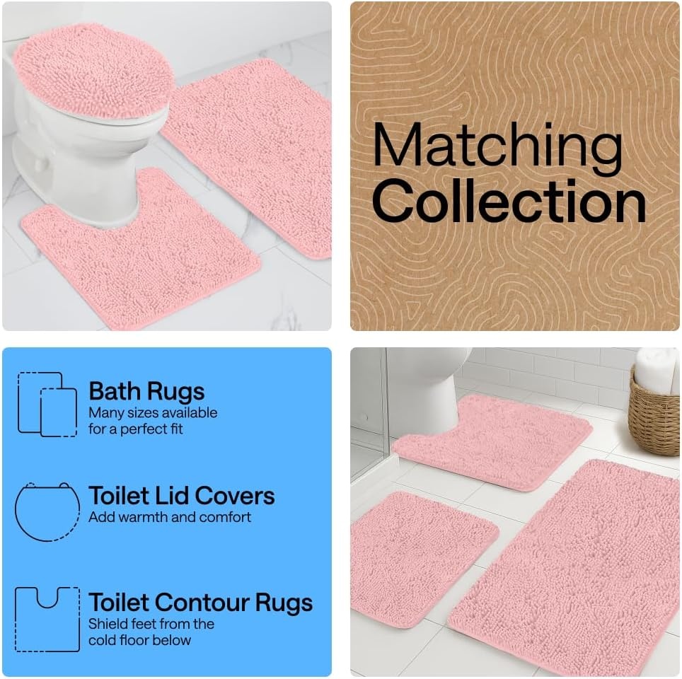 image:imageGORILLA GRIP Bathroom Rug Sets Soft Chenille 2 Piece Area Rugs Set Toilet Base Mat and 30x20 Carpet Absorbent Microfiber Washable Mats Dry Quickly Home Dcor and Bath Room Accessories GreyLight Pink