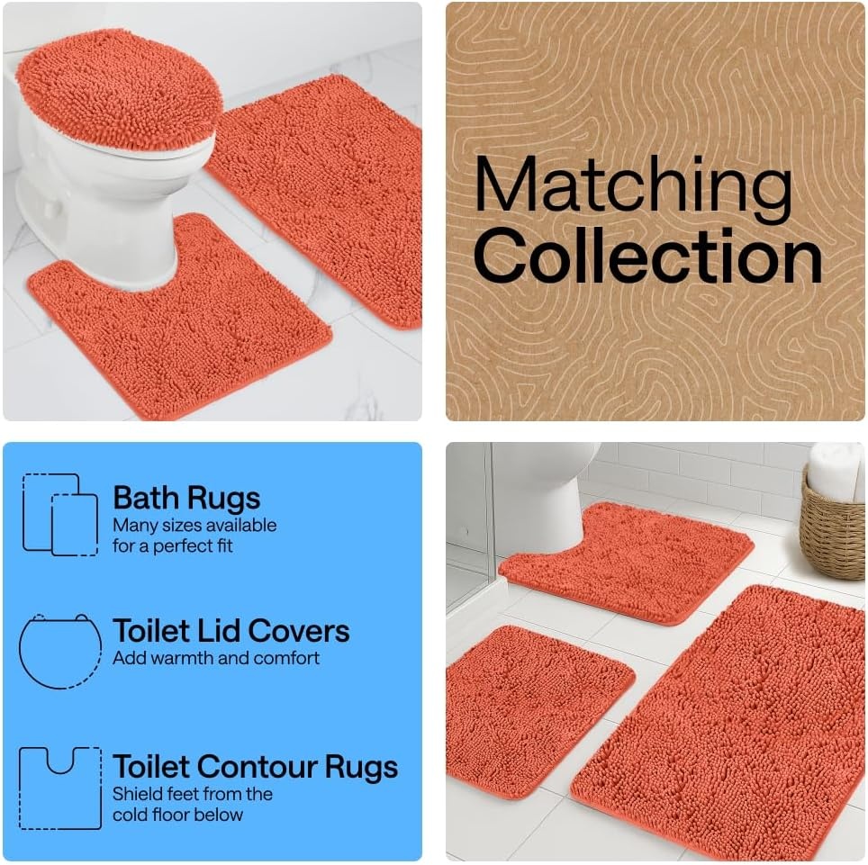 image:imageGORILLA GRIP Bathroom Rug Sets Soft Chenille 2 Piece Area Rugs Set Toilet Base Mat and 30x20 Carpet Absorbent Microfiber Washable Mats Dry Quickly Home Dcor and Bath Room Accessories GreyCoral