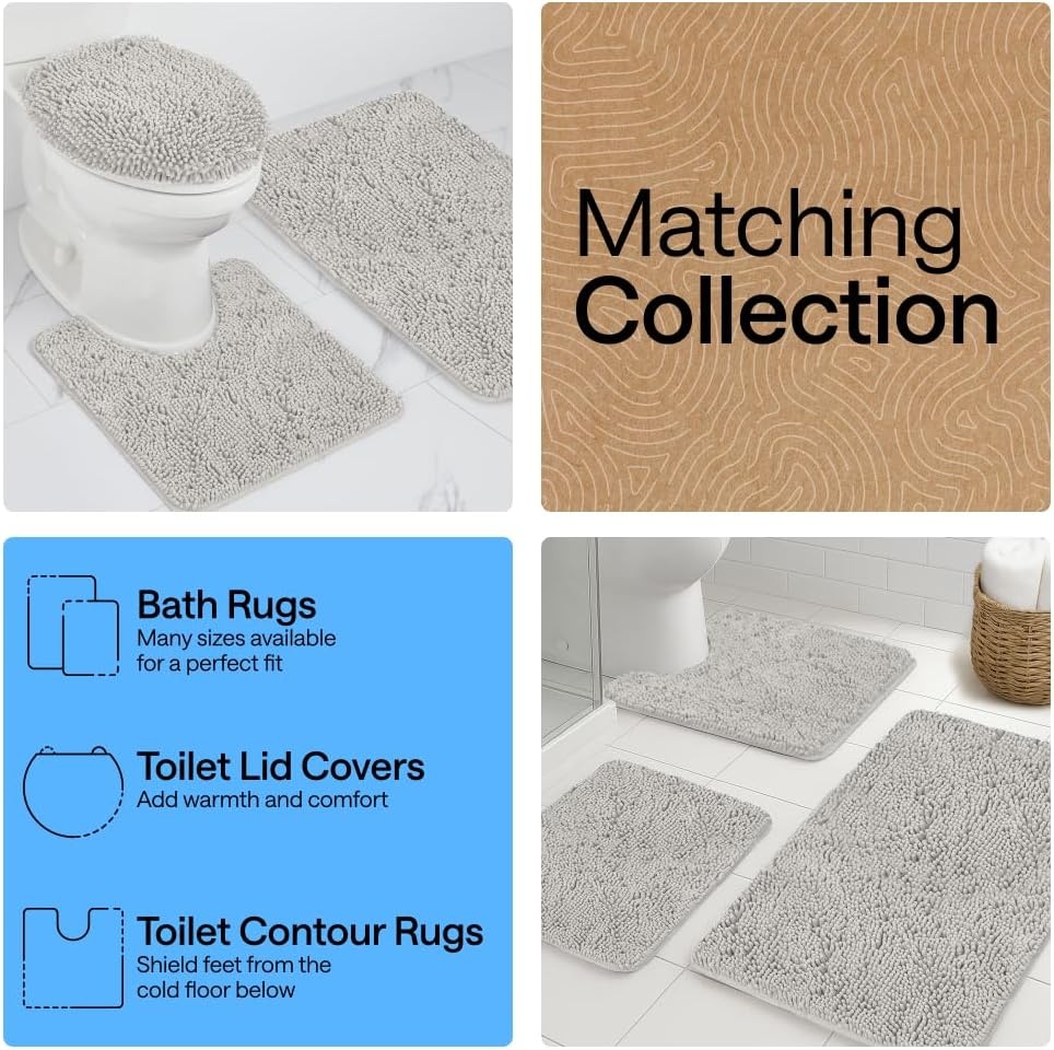 image:imageGORILLA GRIP Bathroom Rug Sets Soft Chenille 2 Piece Area Rugs Set Toilet Base Mat and 30x20 Carpet Absorbent Microfiber Washable Mats Dry Quickly Home Dcor and Bath Room Accessories GreyLight Gray