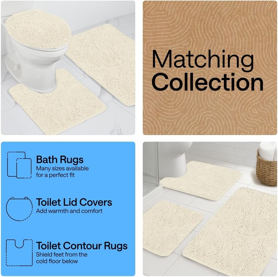 image:imageGORILLA GRIP Bathroom Rug Sets Soft Chenille 2 Piece Area Rugs Set Toilet Base Mat and 30x20 Carpet Absorbent Microfiber Washable Mats Dry Quickly Home Dcor and Bath Room Accessories GreyIvory
