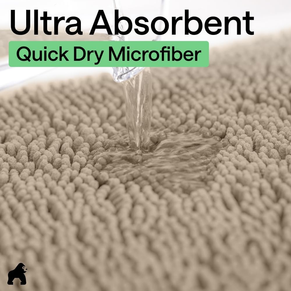 image:imageGORILLA GRIP Bathroom Rug Sets Soft Chenille 2 Piece Area Rugs Set Toilet Base Mat and 30x20 Carpet Absorbent Microfiber Washable Mats Dry Quickly Home Dcor and Bath Room Accessories GreyGray Beige