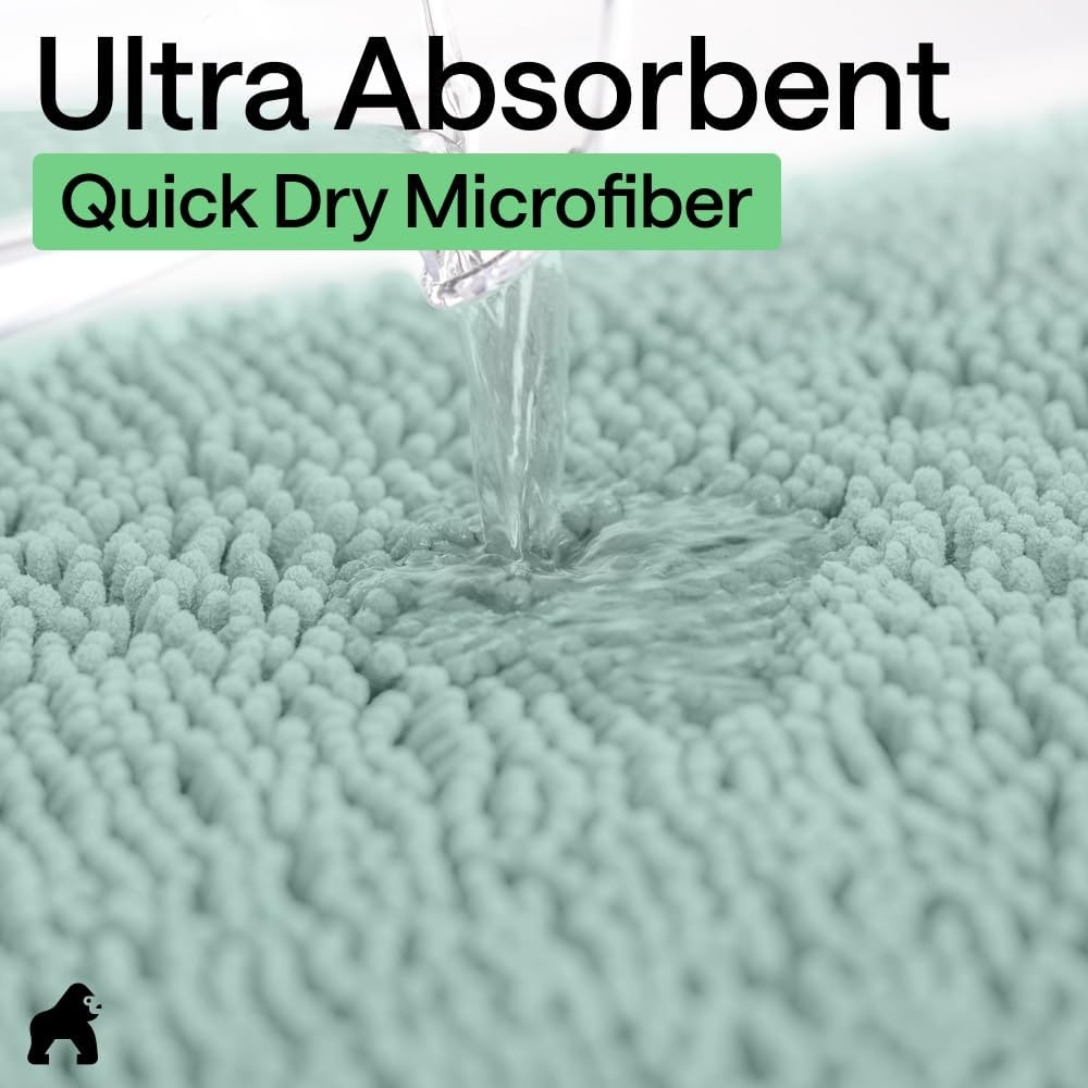 image:imageGORILLA GRIP Bathroom Rug Sets Soft Chenille 2 Piece Area Rugs Set Toilet Base Mat and 30x20 Carpet Absorbent Microfiber Washable Mats Dry Quickly Home Dcor and Bath Room Accessories GreySeablue