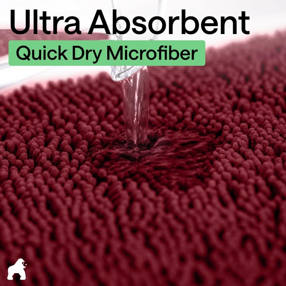 image:imageGORILLA GRIP Bathroom Rug Sets Soft Chenille 2 Piece Area Rugs Set Toilet Base Mat and 30x20 Carpet Absorbent Microfiber Washable Mats Dry Quickly Home Dcor and Bath Room Accessories GreyBurgundy
