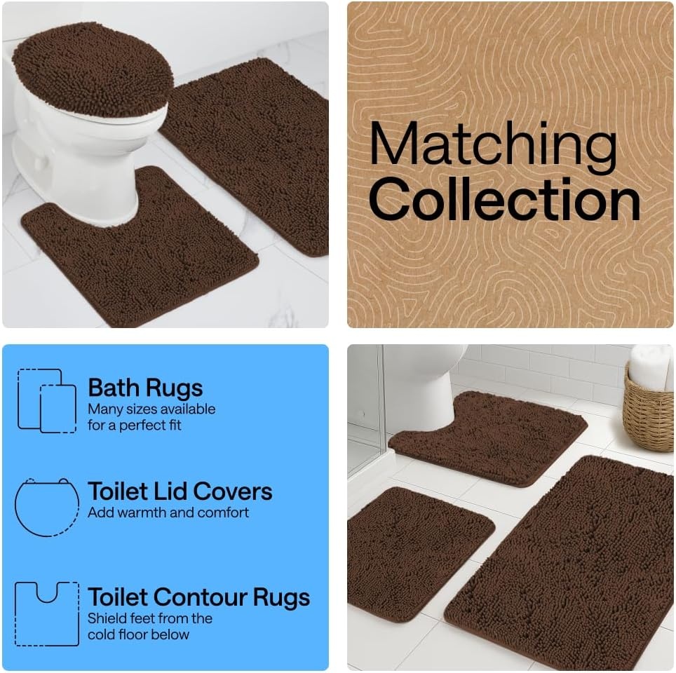 image:imageGORILLA GRIP Bathroom Rug Sets Soft Chenille 2 Piece Area Rugs Set Toilet Base Mat and 30x20 Carpet Absorbent Microfiber Washable Mats Dry Quickly Home Dcor and Bath Room Accessories GreyBrown