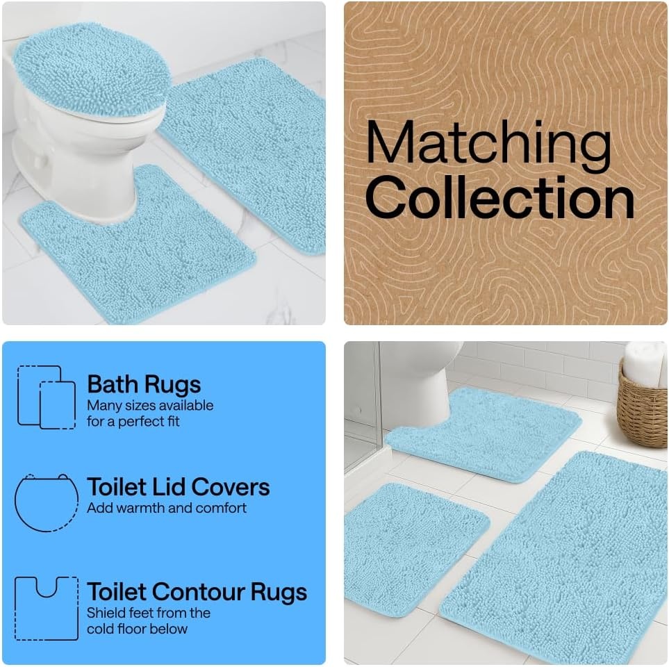 image:imageGORILLA GRIP Bathroom Rug Sets Soft Chenille 2 Piece Area Rugs Set Toilet Base Mat and 30x20 Carpet Absorbent Microfiber Washable Mats Dry Quickly Home Dcor and Bath Room Accessories GreySky