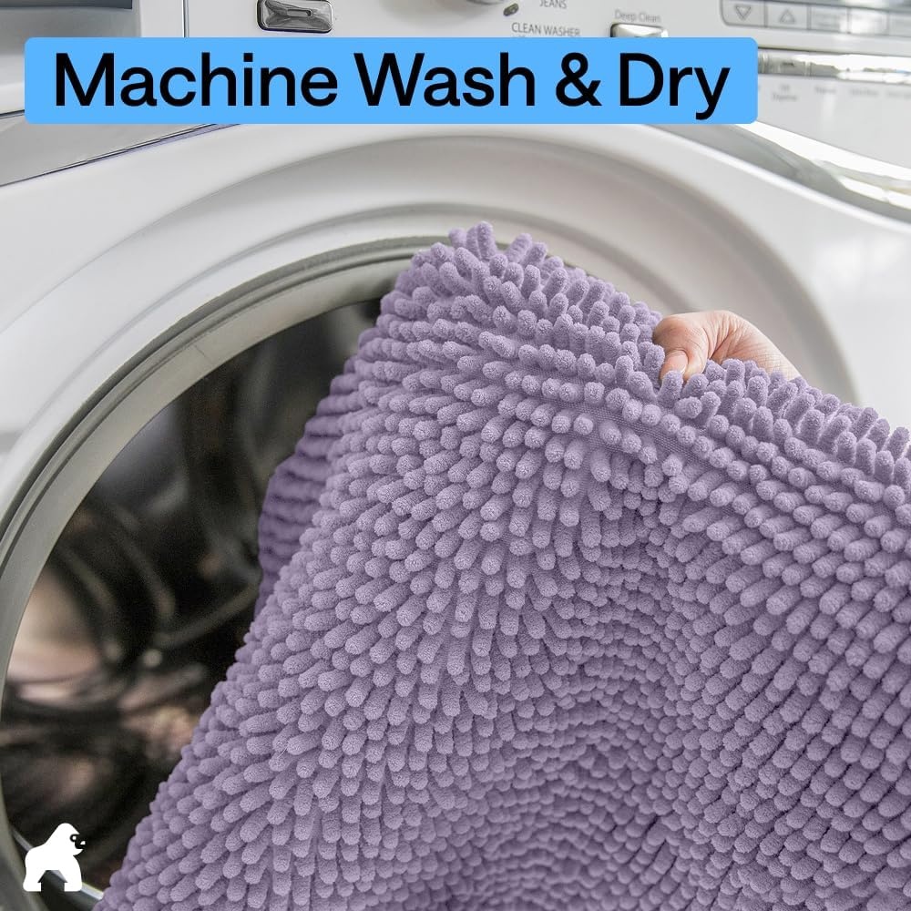 image:imageGORILLA GRIP Bathroom Rug Sets Soft Chenille 2 Piece Area Rugs Set Toilet Base Mat and 30x20 Carpet Absorbent Microfiber Washable Mats Dry Quickly Home Dcor and Bath Room Accessories GreyLight Purple