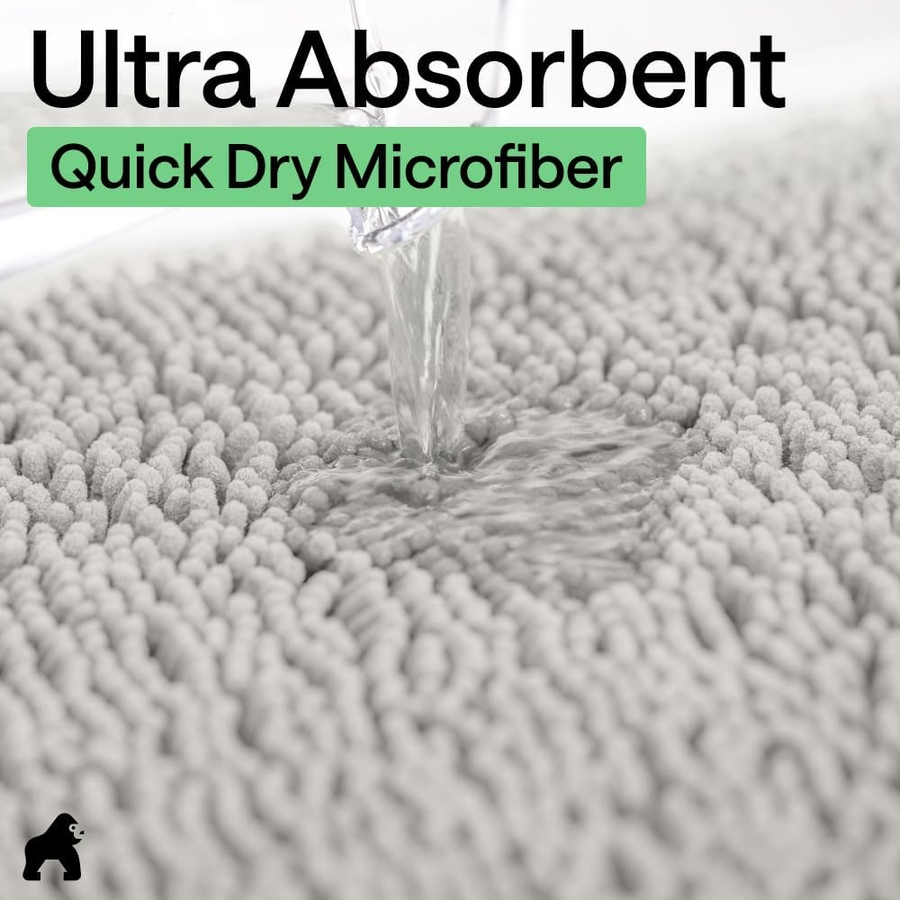 image:imageGORILLA GRIP Bathroom Rug Sets Soft Chenille 2 Piece Area Rugs Set Toilet Base Mat and 30x20 Carpet Absorbent Microfiber Washable Mats Dry Quickly Home Dcor and Bath Room Accessories GreyLight Gray