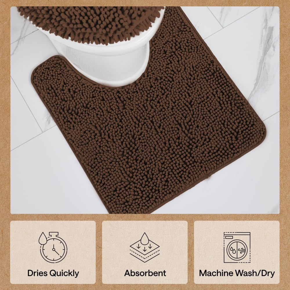 image:imageGORILLA GRIP Bathroom Rug Sets Soft Chenille 2 Piece Area Rugs Set Toilet Base Mat and 30x20 Carpet Absorbent Microfiber Washable Mats Dry Quickly Home Dcor and Bath Room Accessories GreyBrown