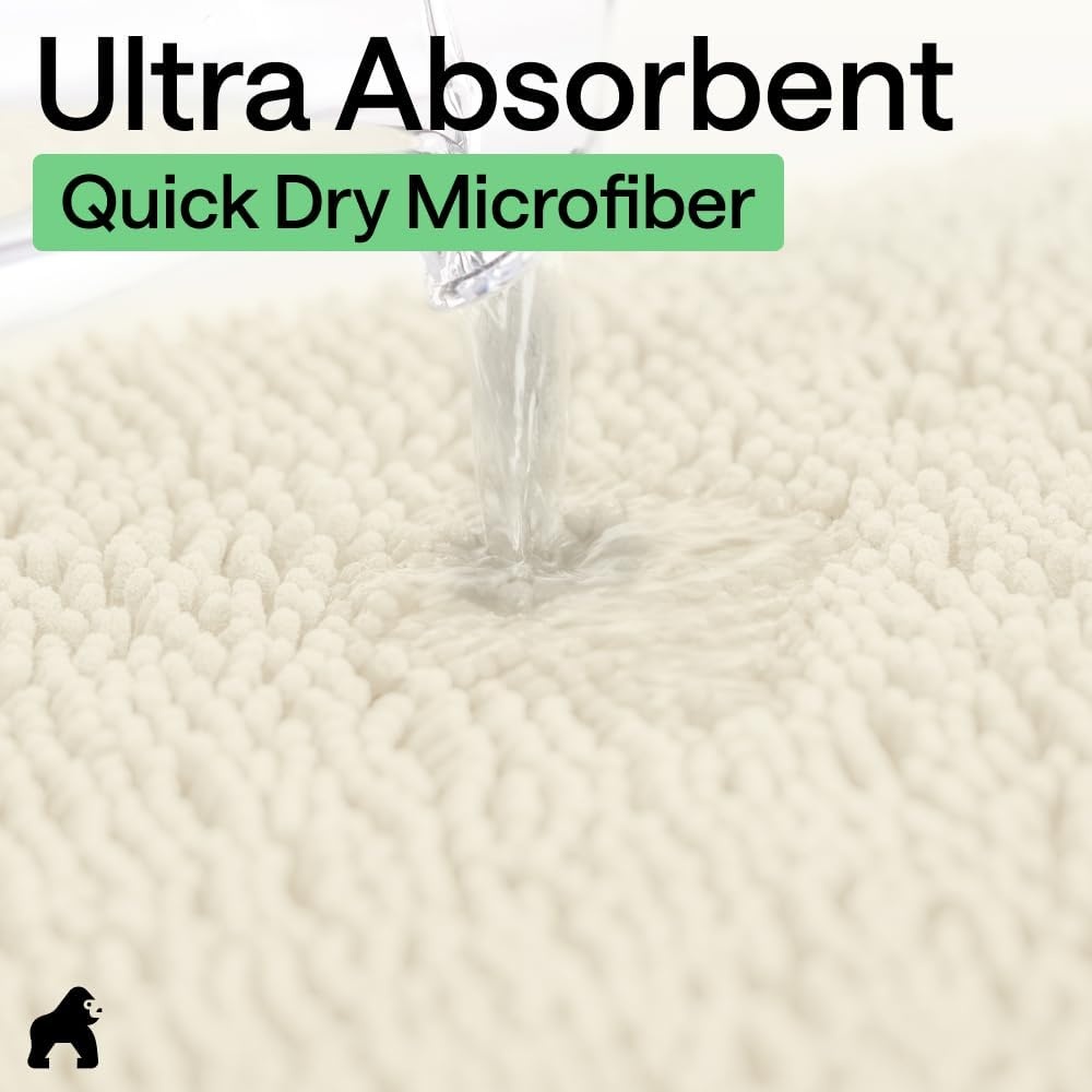 image:imageGORILLA GRIP Bathroom Rug Sets Soft Chenille 2 Piece Area Rugs Set Toilet Base Mat and 30x20 Carpet Absorbent Microfiber Washable Mats Dry Quickly Home Dcor and Bath Room Accessories GreyIvory