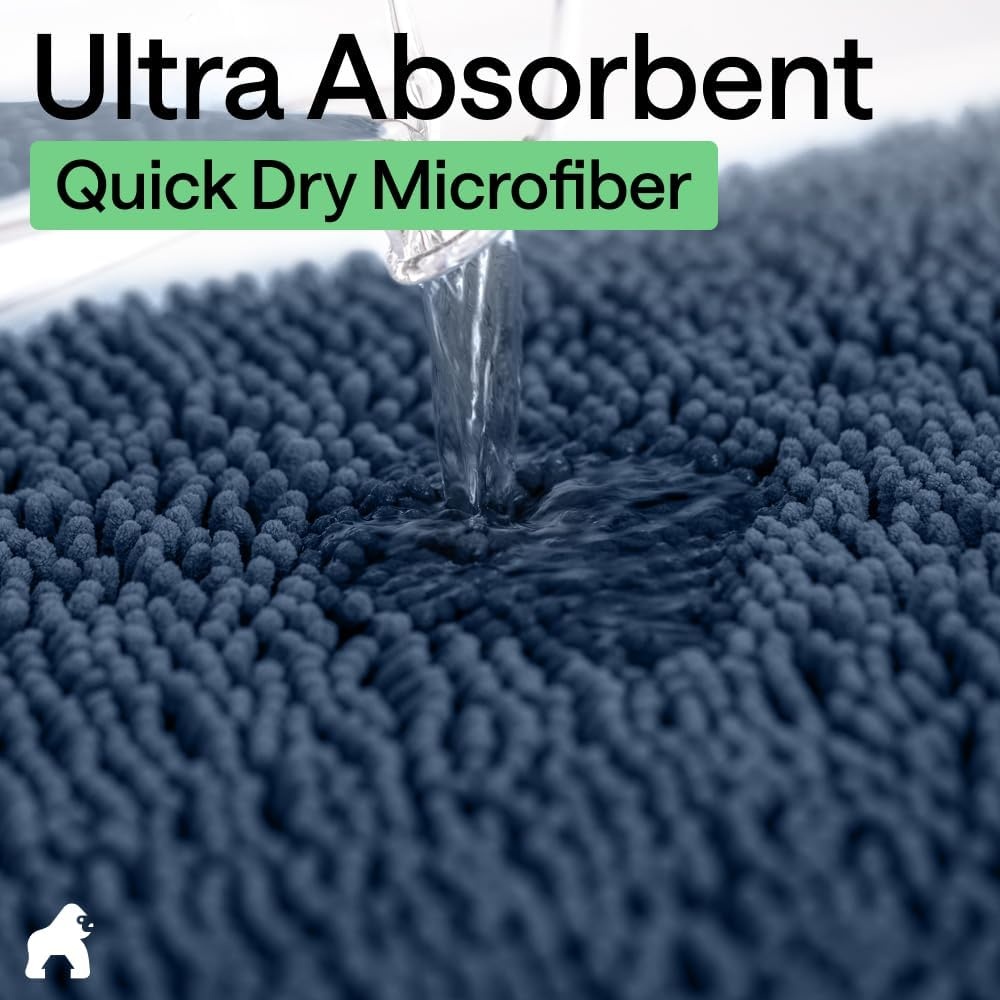 image:imageGORILLA GRIP Bathroom Rug Sets Soft Chenille 2 Piece Area Rugs Set Toilet Base Mat and 30x20 Carpet Absorbent Microfiber Washable Mats Dry Quickly Home Dcor and Bath Room Accessories GreyNavy