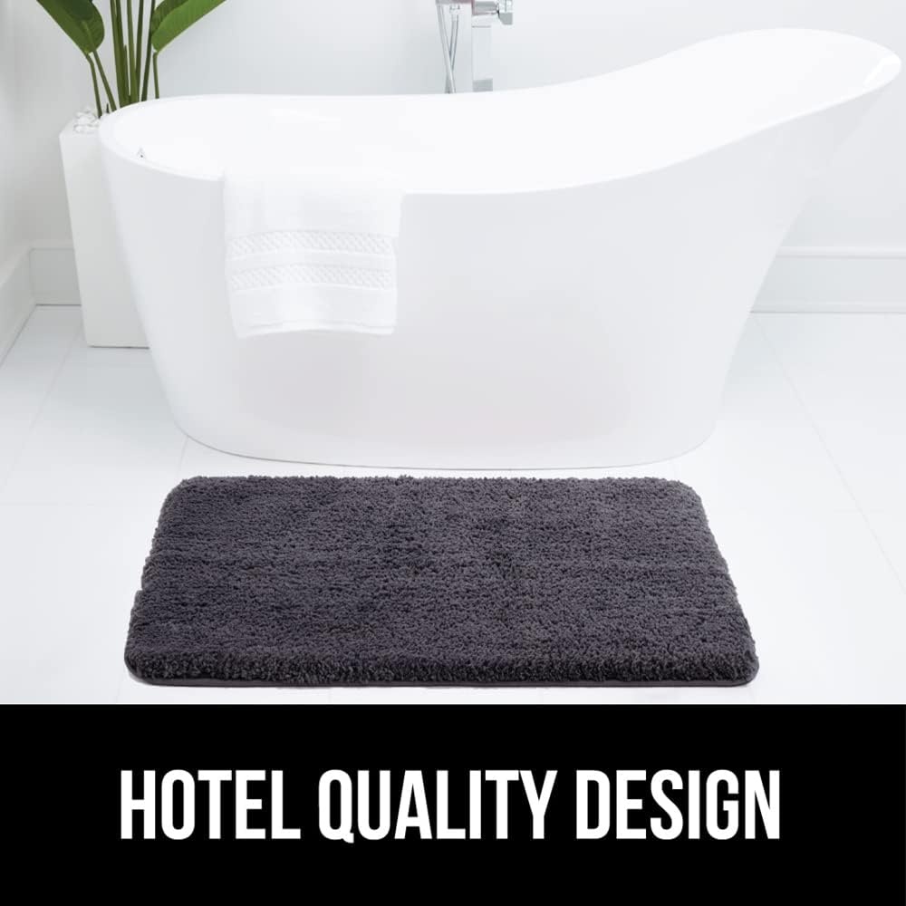image:imageGORILLA GRIP Bathroom Rugs Ultra Soft Absorbent Mat Thick Plush Bath Rug Machine Washable Microfiber Quick Dry Mats for Shower Bathtub and Floor Home Decor Accessories 24x17 IvoryCharcoal