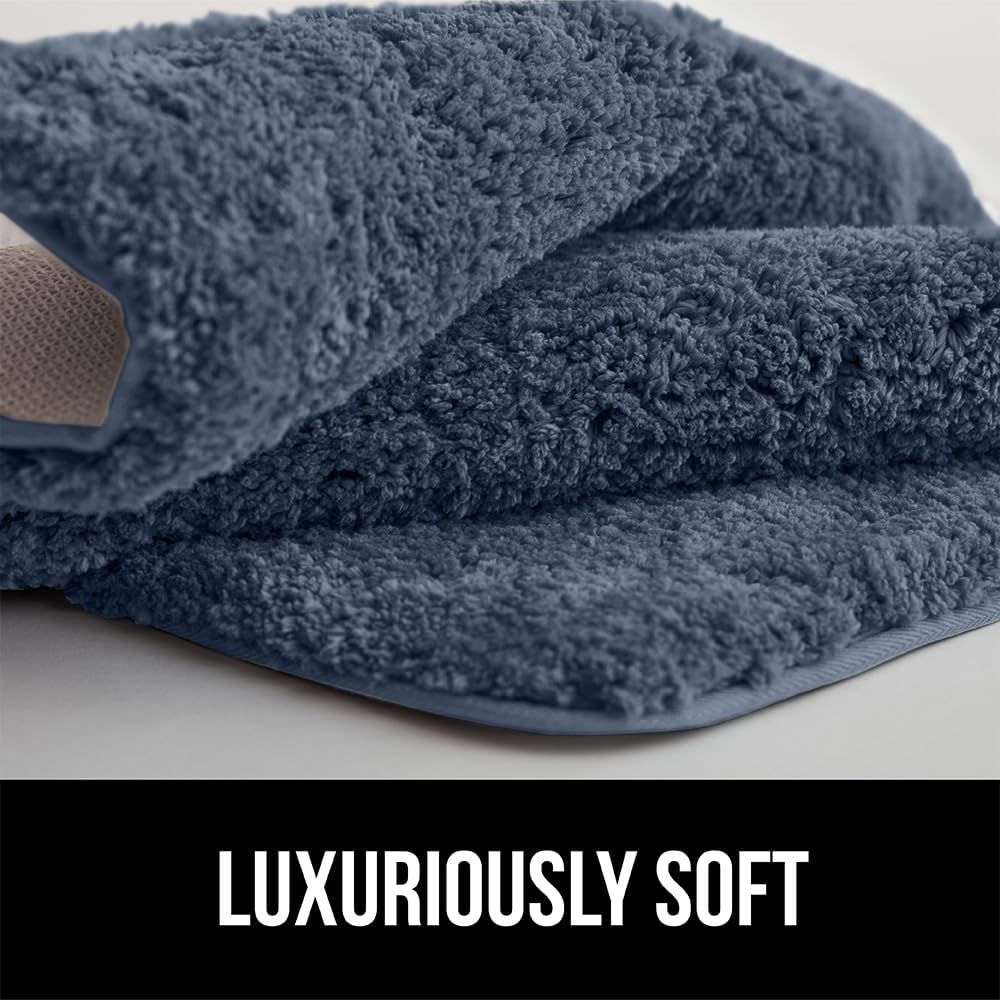 image:imageGORILLA GRIP Bathroom Rugs Ultra Soft Absorbent Mat Thick Plush Bath Rug Machine Washable Microfiber Quick Dry Mats for Shower Bathtub and Floor Home Decor Accessories 24x17 IvoryIndigo