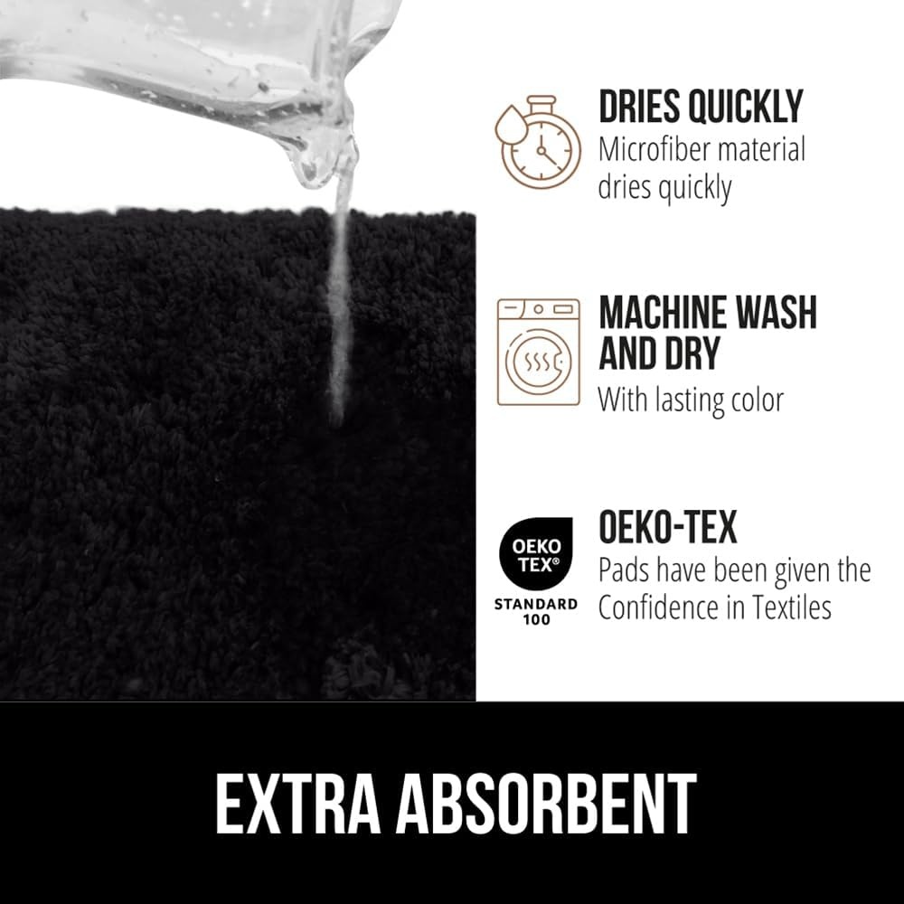 image:imageGORILLA GRIP Bathroom Rugs Ultra Soft Absorbent Mat Thick Plush Bath Rug Machine Washable Microfiber Quick Dry Mats for Shower Bathtub and Floor Home Decor Accessories 24x17 IvoryBlack