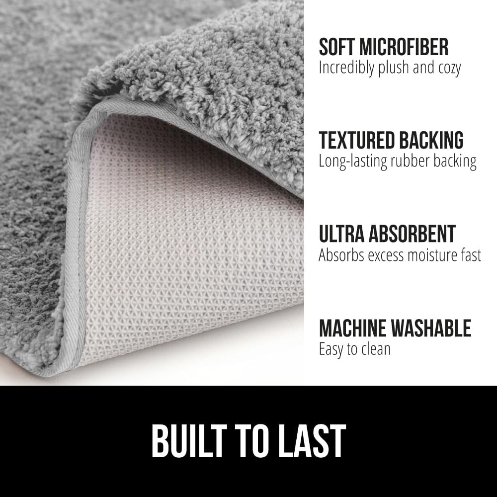 image:imageGORILLA GRIP Bathroom Rugs Ultra Soft Absorbent Mat Thick Plush Bath Rug Machine Washable Microfiber Quick Dry Mats for Shower Bathtub and Floor Home Decor Accessories 24x17 IvoryGrey