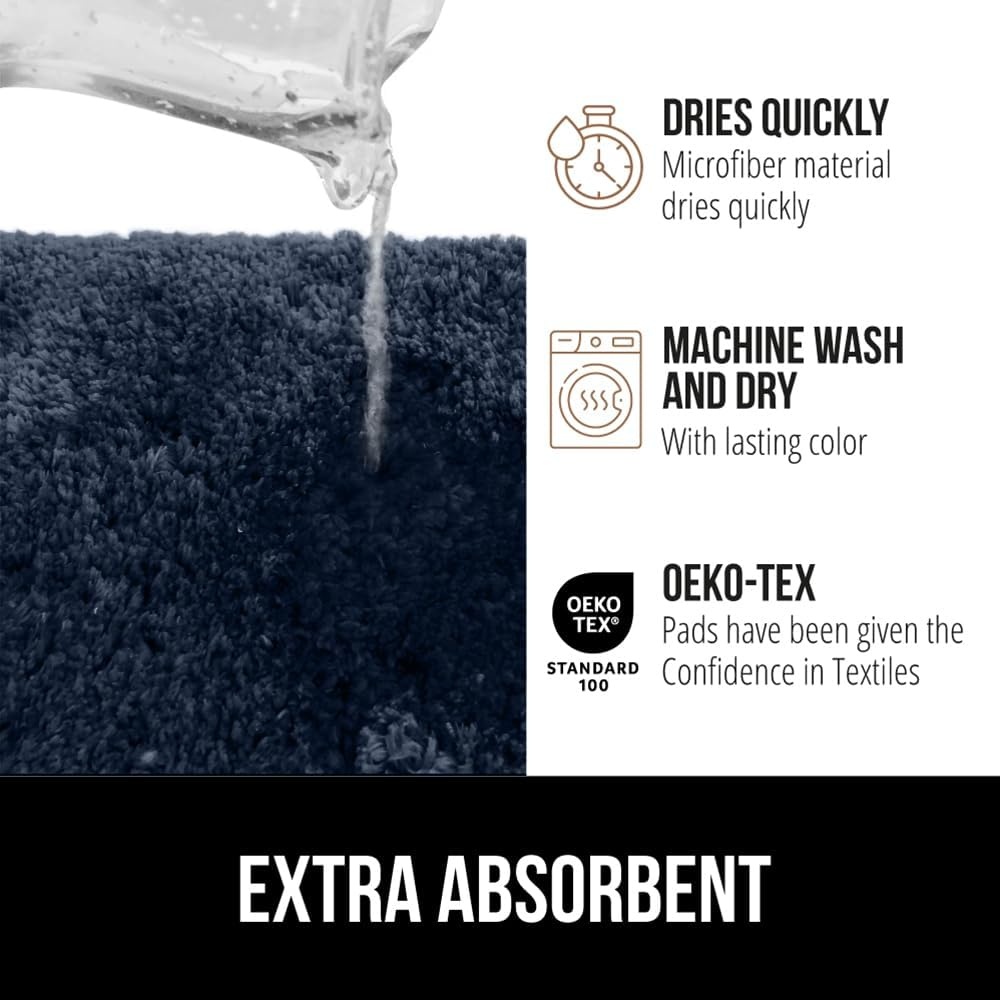 image:imageGORILLA GRIP Bathroom Rugs Ultra Soft Absorbent Mat Thick Plush Bath Rug Machine Washable Microfiber Quick Dry Mats for Shower Bathtub and Floor Home Decor Accessories 24x17 IvoryNavy Blue