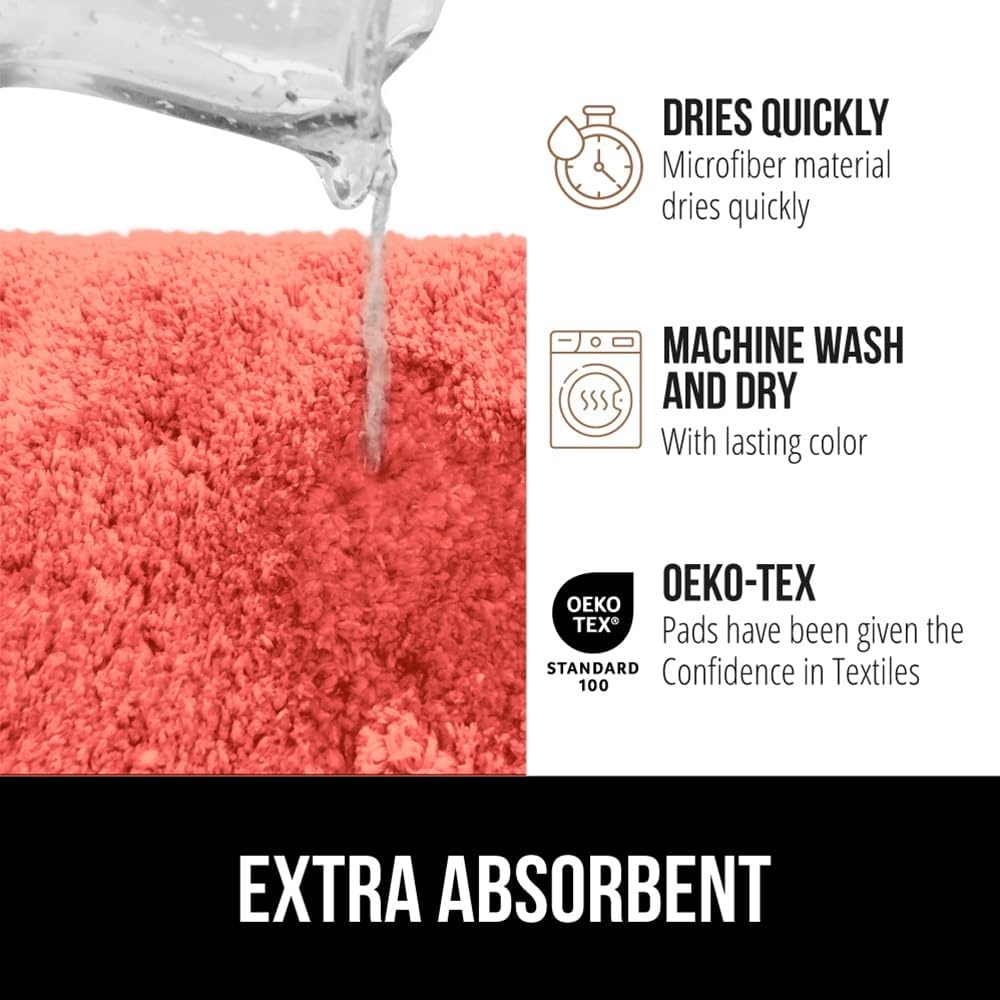 image:imageGORILLA GRIP Bathroom Rugs Ultra Soft Absorbent Mat Thick Plush Bath Rug Machine Washable Microfiber Quick Dry Mats for Shower Bathtub and Floor Home Decor Accessories 24x17 IvoryCoral