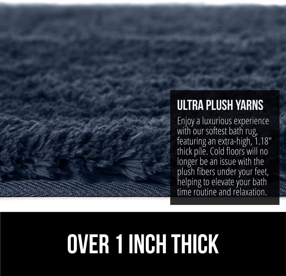 image:imageGORILLA GRIP Bathroom Rugs Ultra Soft Absorbent Mat Thick Plush Bath Rug Machine Washable Microfiber Quick Dry Mats for Shower Bathtub and Floor Home Decor Accessories 24x17 IvoryIndigo