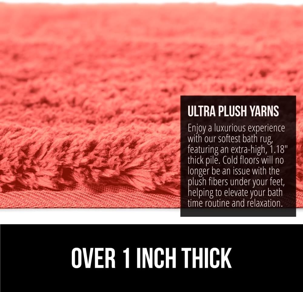 image:imageGORILLA GRIP Bathroom Rugs Ultra Soft Absorbent Mat Thick Plush Bath Rug Machine Washable Microfiber Quick Dry Mats for Shower Bathtub and Floor Home Decor Accessories 24x17 IvoryCoral