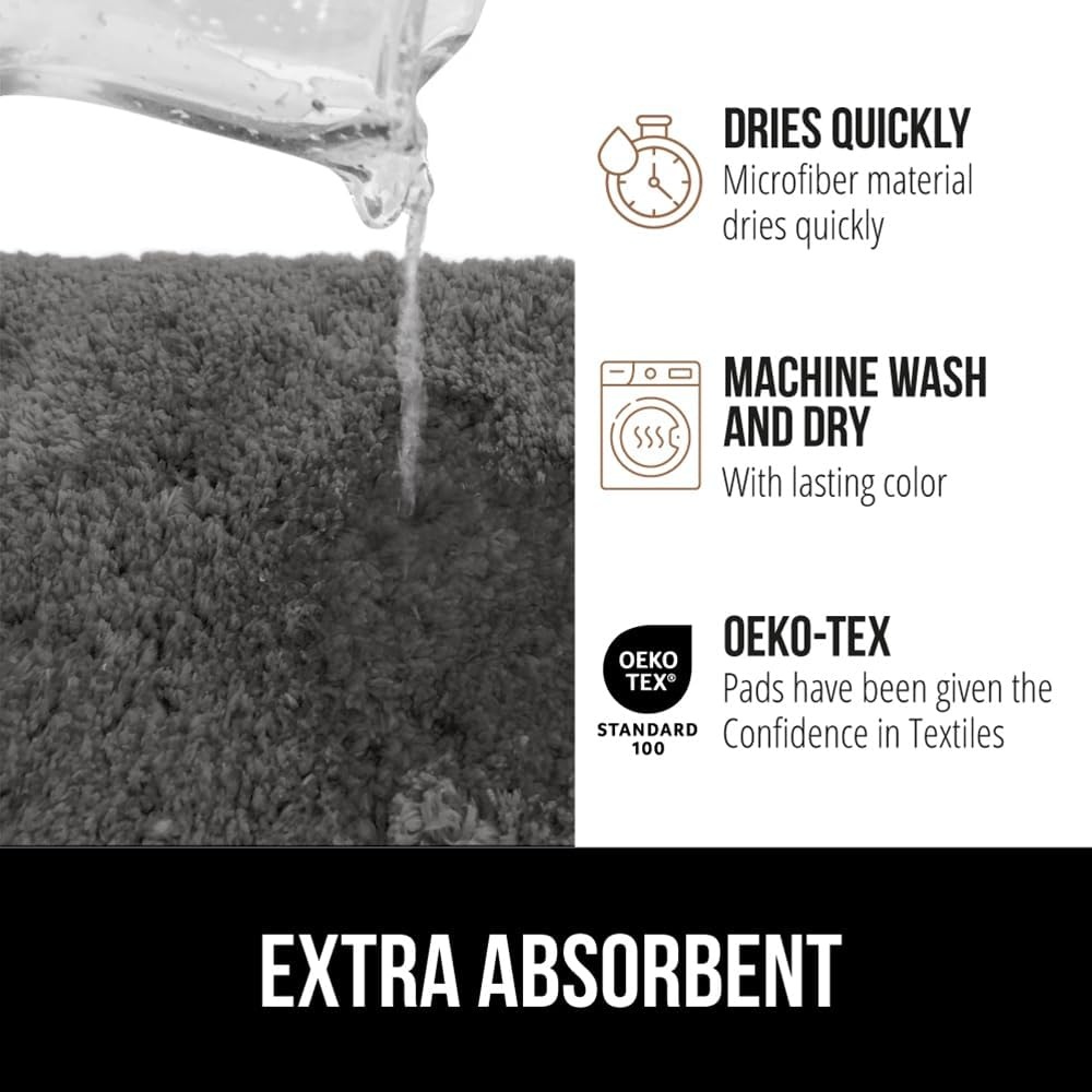 image:imageGORILLA GRIP Bathroom Rugs Ultra Soft Absorbent Mat Thick Plush Bath Rug Machine Washable Microfiber Quick Dry Mats for Shower Bathtub and Floor Home Decor Accessories 24x17 IvoryCharcoal