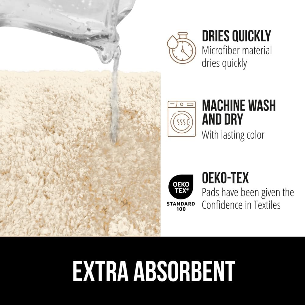 image:imageGORILLA GRIP Bathroom Rugs Ultra Soft Absorbent Mat Thick Plush Bath Rug Machine Washable Microfiber Quick Dry Mats for Shower Bathtub and Floor Home Decor Accessories 24x17 IvoryIvory
