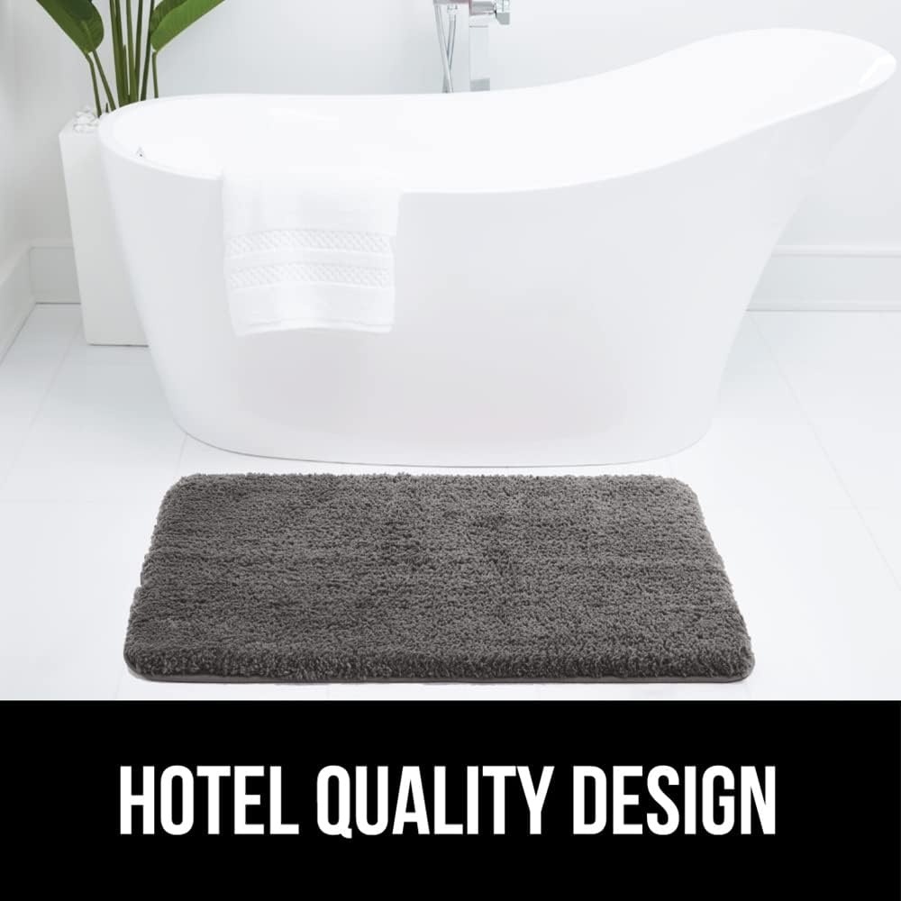 image:imageGORILLA GRIP Bathroom Rugs Ultra Soft Absorbent Mat Thick Plush Bath Rug Machine Washable Microfiber Quick Dry Mats for Shower Bathtub and Floor Home Decor Accessories 24x17 IvoryGrey