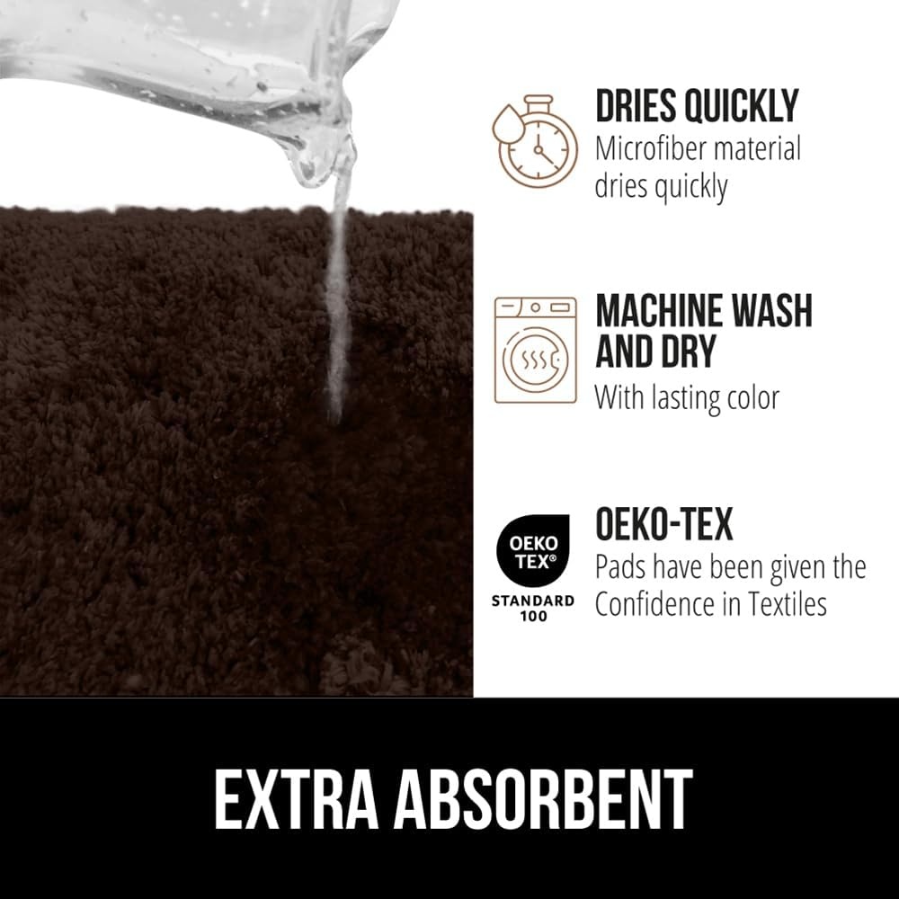 image:imageGORILLA GRIP Bathroom Rugs Ultra Soft Absorbent Mat Thick Plush Bath Rug Machine Washable Microfiber Quick Dry Mats for Shower Bathtub and Floor Home Decor Accessories 24x17 IvoryBrown