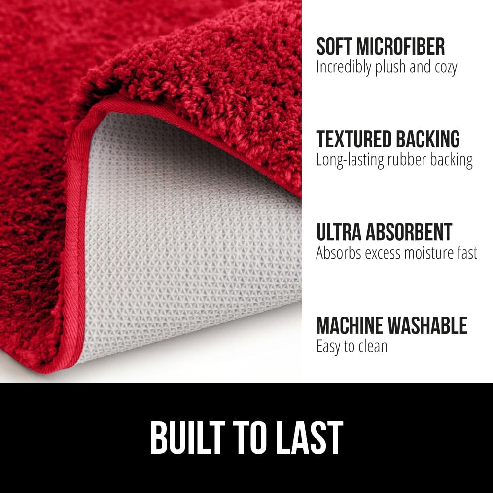 image:imageGORILLA GRIP Bathroom Rugs Ultra Soft Absorbent Mat Thick Plush Bath Rug Machine Washable Microfiber Quick Dry Mats for Shower Bathtub and Floor Home Decor Accessories 24x17 IvoryRed