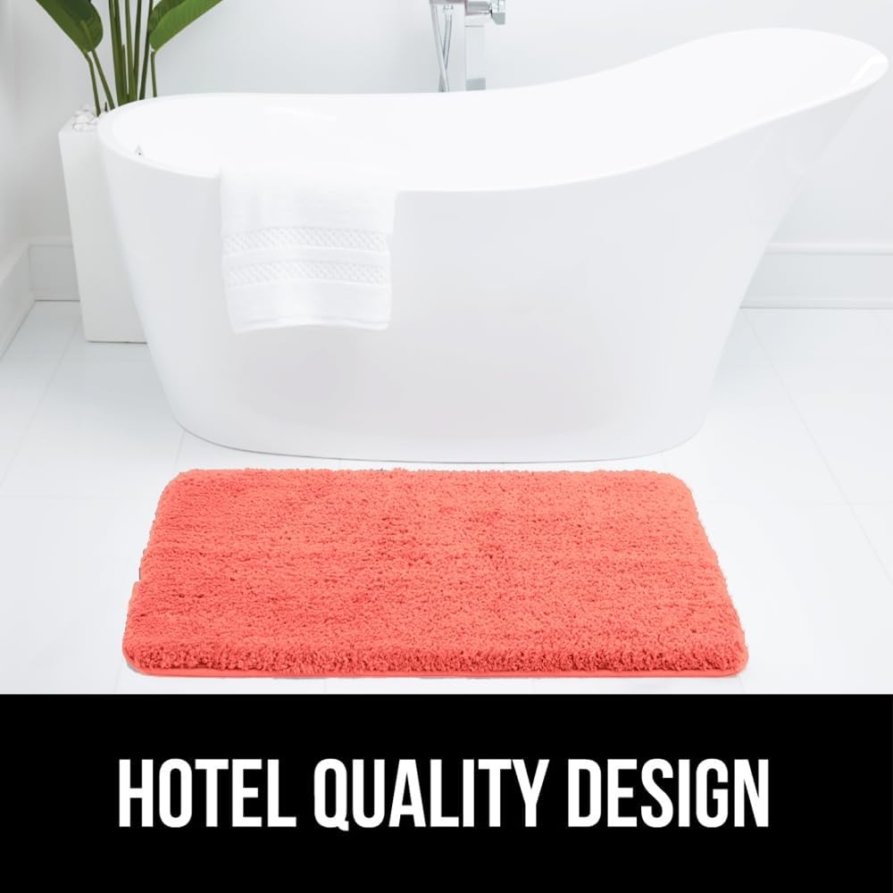 image:imageGORILLA GRIP Bathroom Rugs Ultra Soft Absorbent Mat Thick Plush Bath Rug Machine Washable Microfiber Quick Dry Mats for Shower Bathtub and Floor Home Decor Accessories 24x17 IvoryCoral