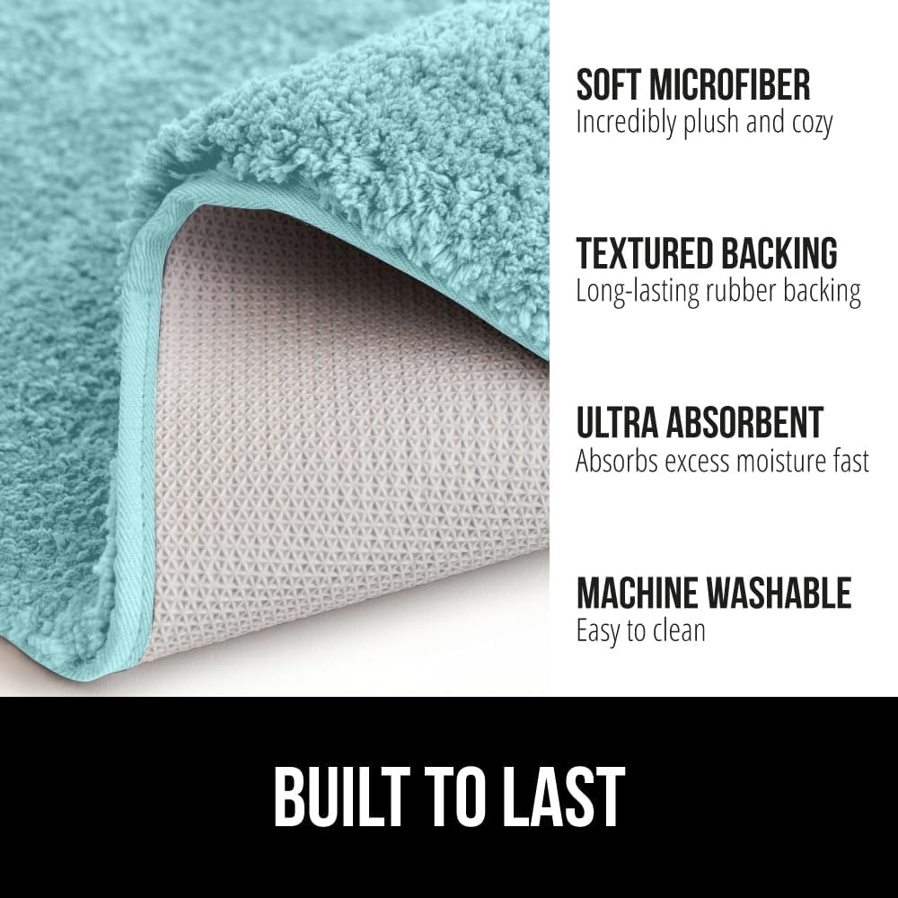 image:imageGORILLA GRIP Bathroom Rugs Ultra Soft Absorbent Mat Thick Plush Bath Rug Machine Washable Microfiber Quick Dry Mats for Shower Bathtub and Floor Home Decor Accessories 24x17 IvorySpa Blue