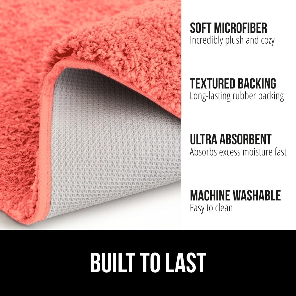 image:imageGORILLA GRIP Bathroom Rugs Ultra Soft Absorbent Mat Thick Plush Bath Rug Machine Washable Microfiber Quick Dry Mats for Shower Bathtub and Floor Home Decor Accessories 24x17 IvoryCoral