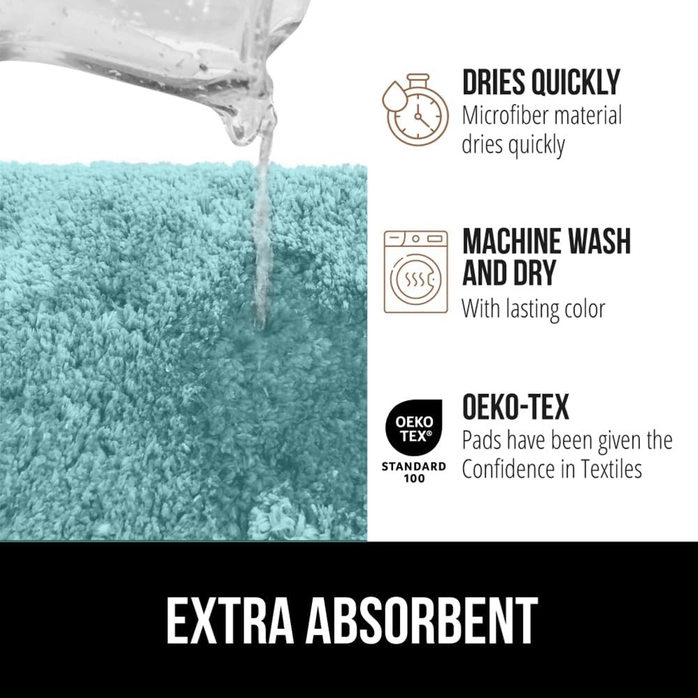 image:imageGORILLA GRIP Bathroom Rugs Ultra Soft Absorbent Mat Thick Plush Bath Rug Machine Washable Microfiber Quick Dry Mats for Shower Bathtub and Floor Home Decor Accessories 24x17 IvorySpa Blue