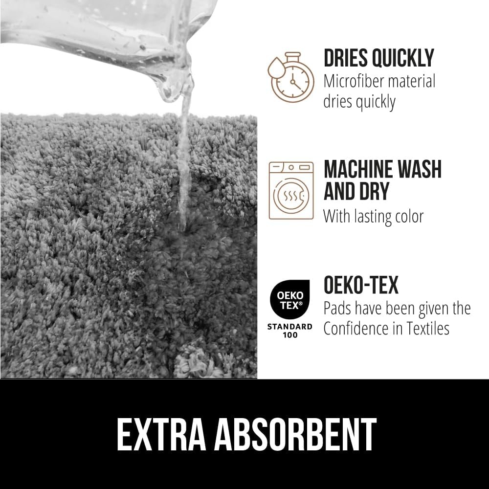 image:imageGORILLA GRIP Bathroom Rugs Ultra Soft Absorbent Mat Thick Plush Bath Rug Machine Washable Microfiber Quick Dry Mats for Shower Bathtub and Floor Home Decor Accessories 24x17 IvoryGrey