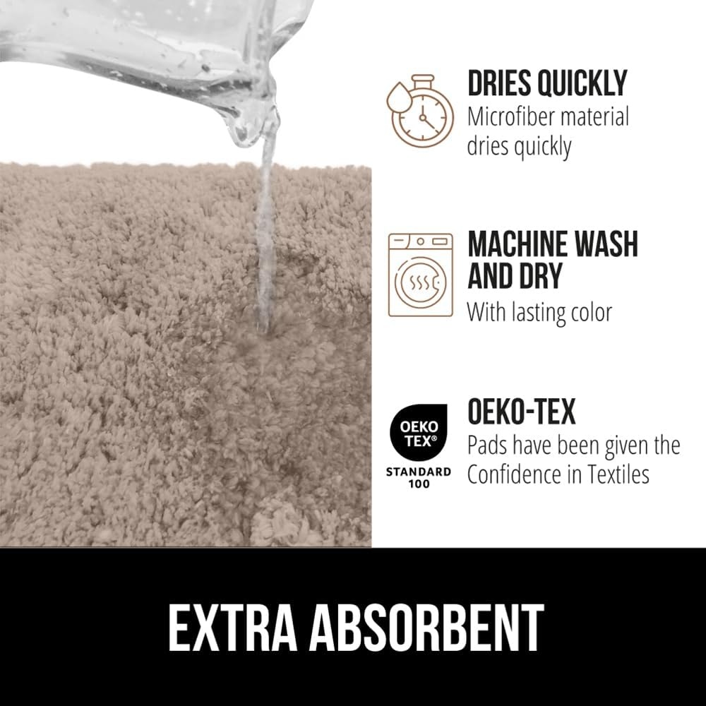 image:imageGORILLA GRIP Bathroom Rugs Ultra Soft Absorbent Mat Thick Plush Bath Rug Machine Washable Microfiber Quick Dry Mats for Shower Bathtub and Floor Home Decor Accessories 24x17 IvoryBeige