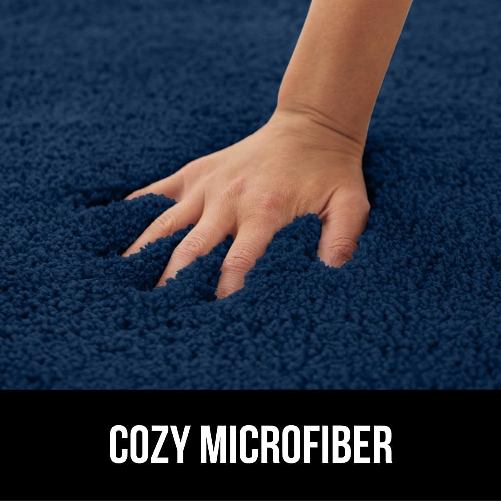 image:imageGORILLA GRIP Bathroom Rugs Ultra Soft Absorbent Mat Thick Plush Bath Rug Machine Washable Microfiber Quick Dry Mats for Shower Bathtub and Floor Home Decor Accessories 24x17 IvoryNavy Blue