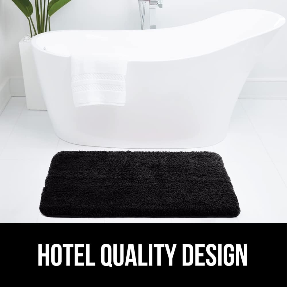 image:imageGORILLA GRIP Bathroom Rugs Ultra Soft Absorbent Mat Thick Plush Bath Rug Machine Washable Microfiber Quick Dry Mats for Shower Bathtub and Floor Home Decor Accessories 24x17 IvoryBlack