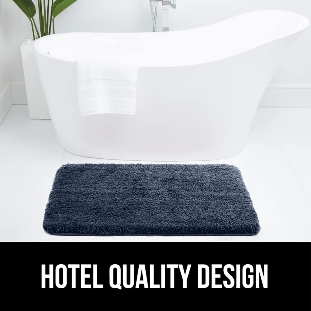 image:imageGORILLA GRIP Bathroom Rugs Ultra Soft Absorbent Mat Thick Plush Bath Rug Machine Washable Microfiber Quick Dry Mats for Shower Bathtub and Floor Home Decor Accessories 24x17 IvoryIndigo